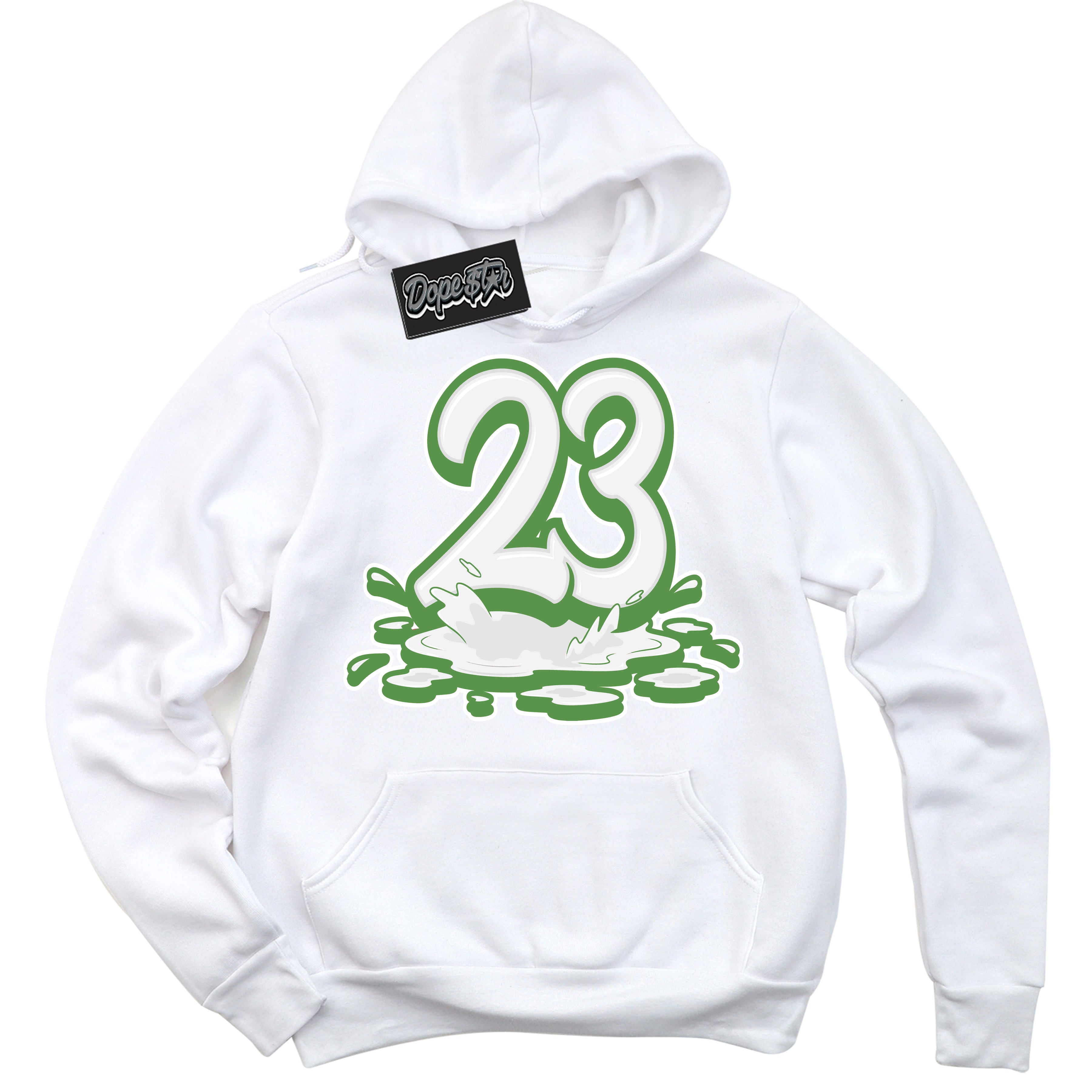 Cool White Hoodie with “ 23 Melting ”  design that Perfectly Matches Chlorophyll 1s Jordans.
