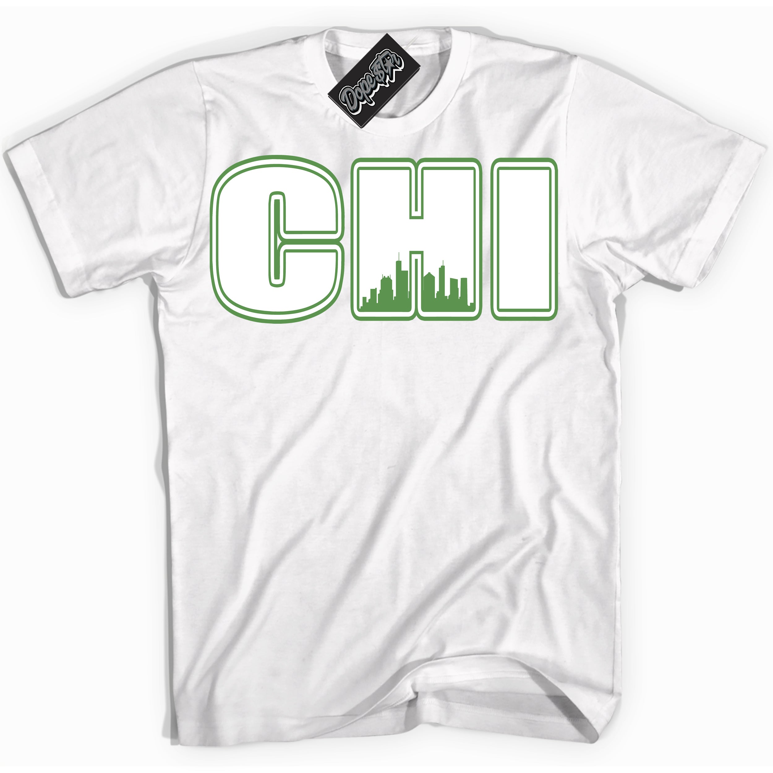 Cool White Shirt with “ Chicago ” design that perfectly matches Chlorophyll 1s Jordans.
