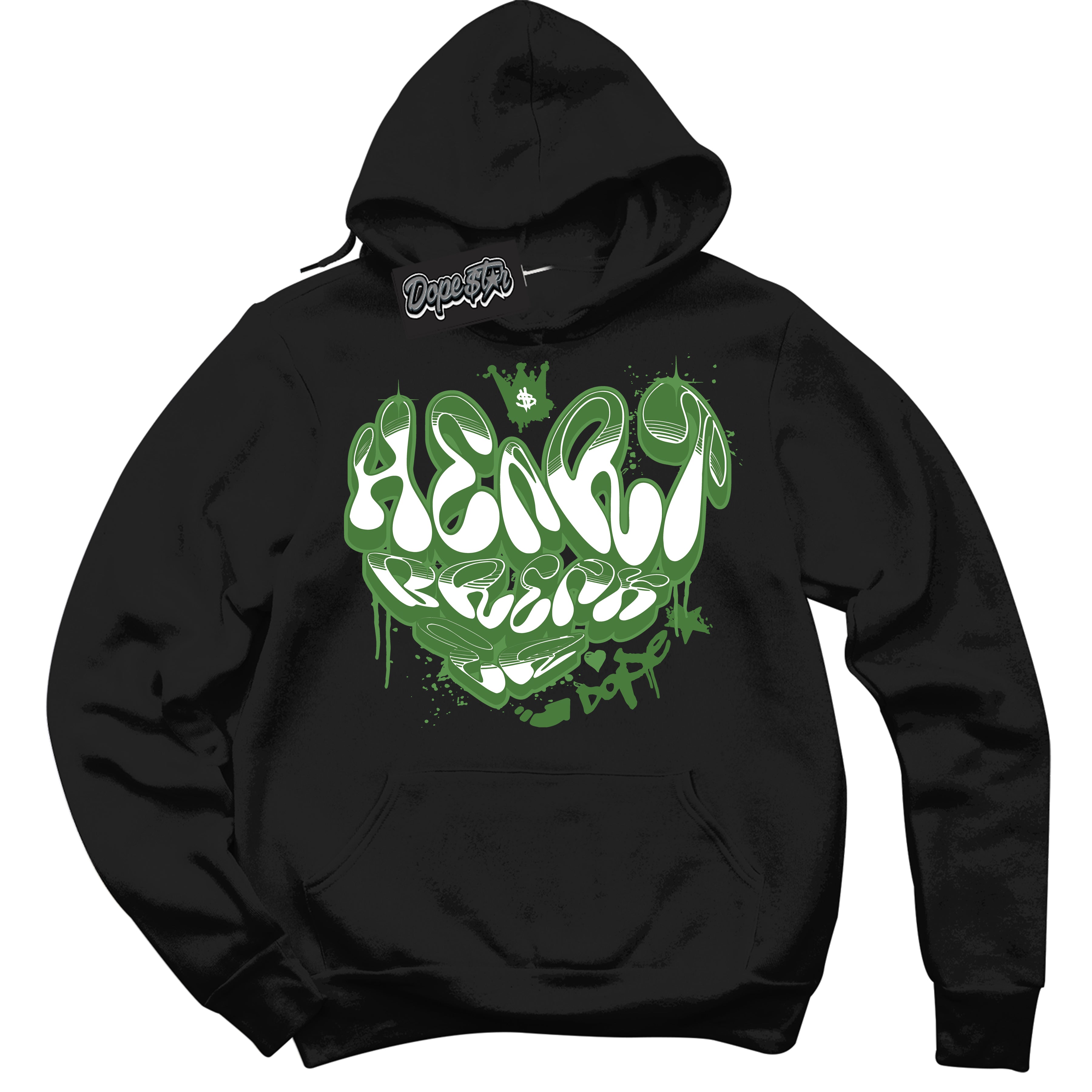 Cool Black Hoodie with “ Heartbreaker Graffiti ”  design that Perfectly Matches Chlorophyll 1s Jordans.
