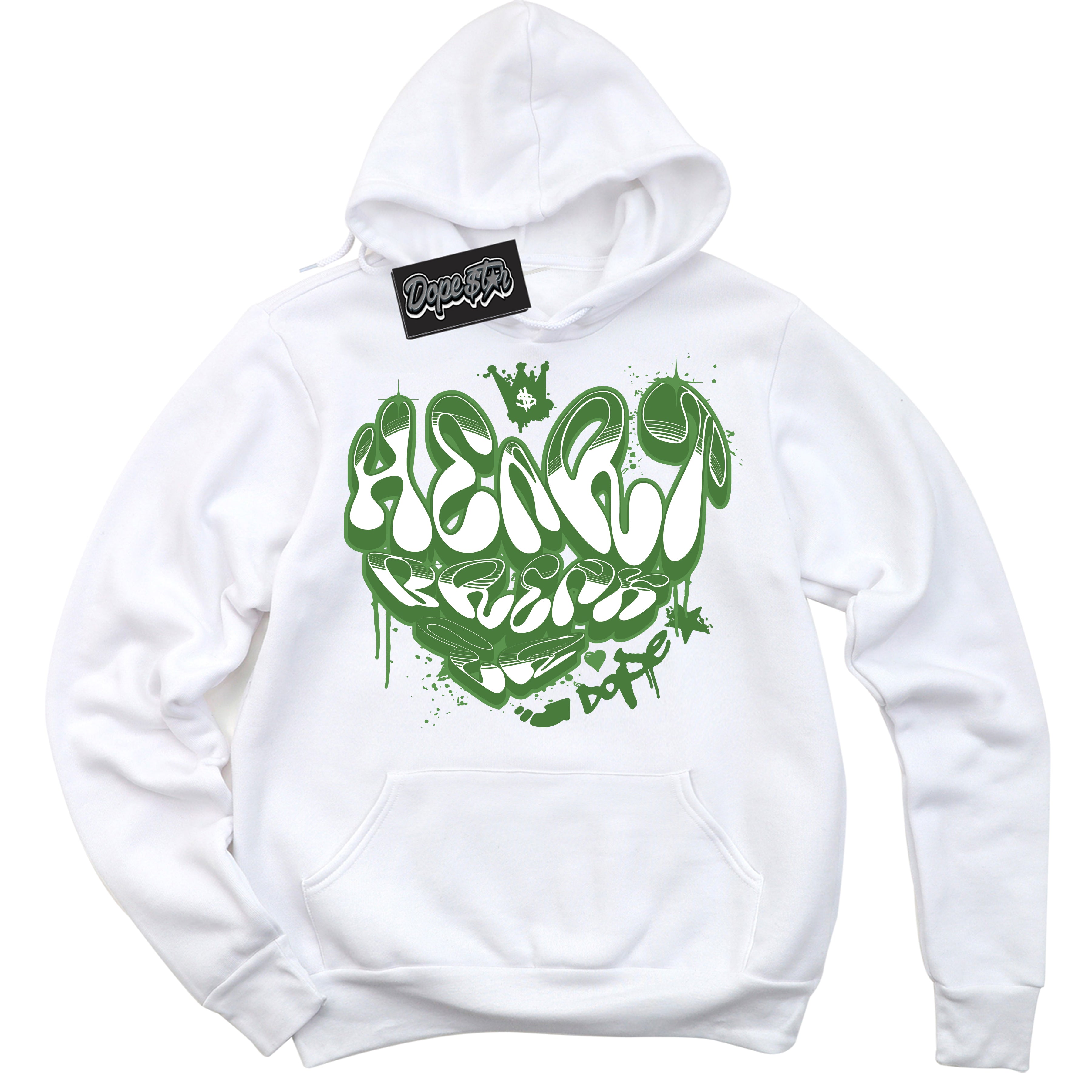 Cool White Hoodie with “ Heartbreaker Graffiti ”  design that Perfectly Matches Chlorophyll 1s Jordans.
