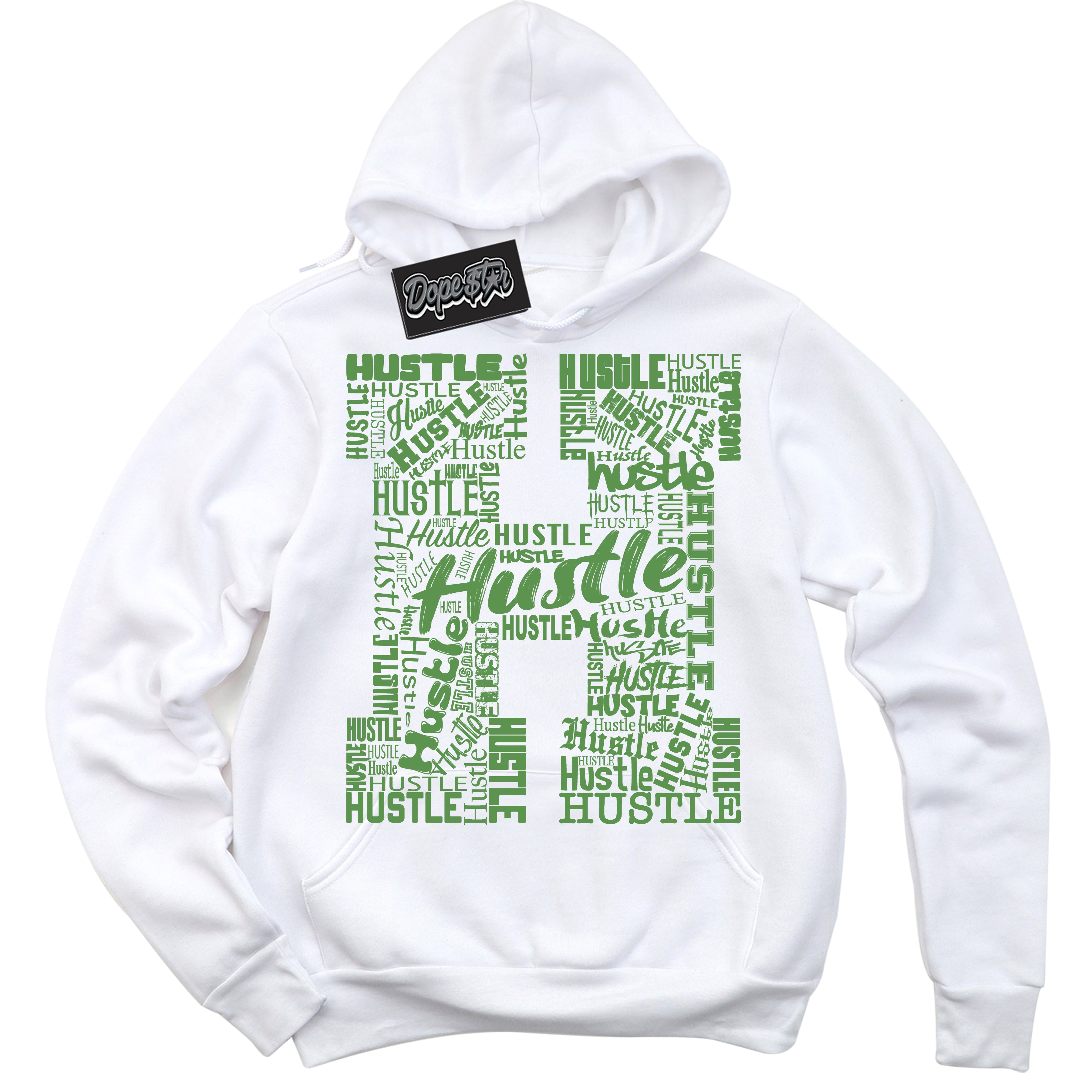 Cool White Hoodie with “ Hustle H ”  design that Perfectly Matches Chlorophyll 1s Jordans.
