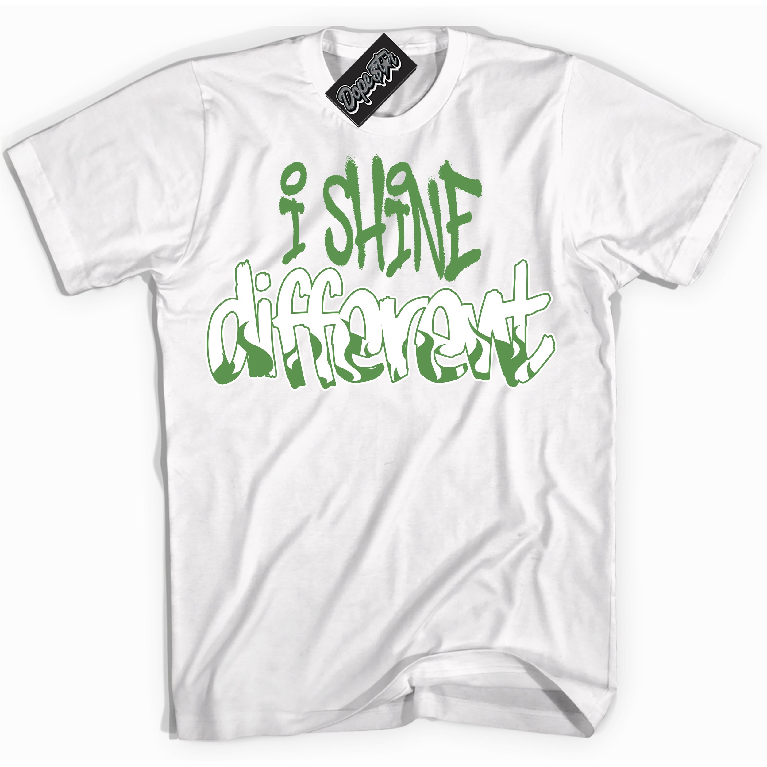 Cool White Shirt with “ I Shine Different ” design that perfectly matches Chlorophyll 1s Jordans.
