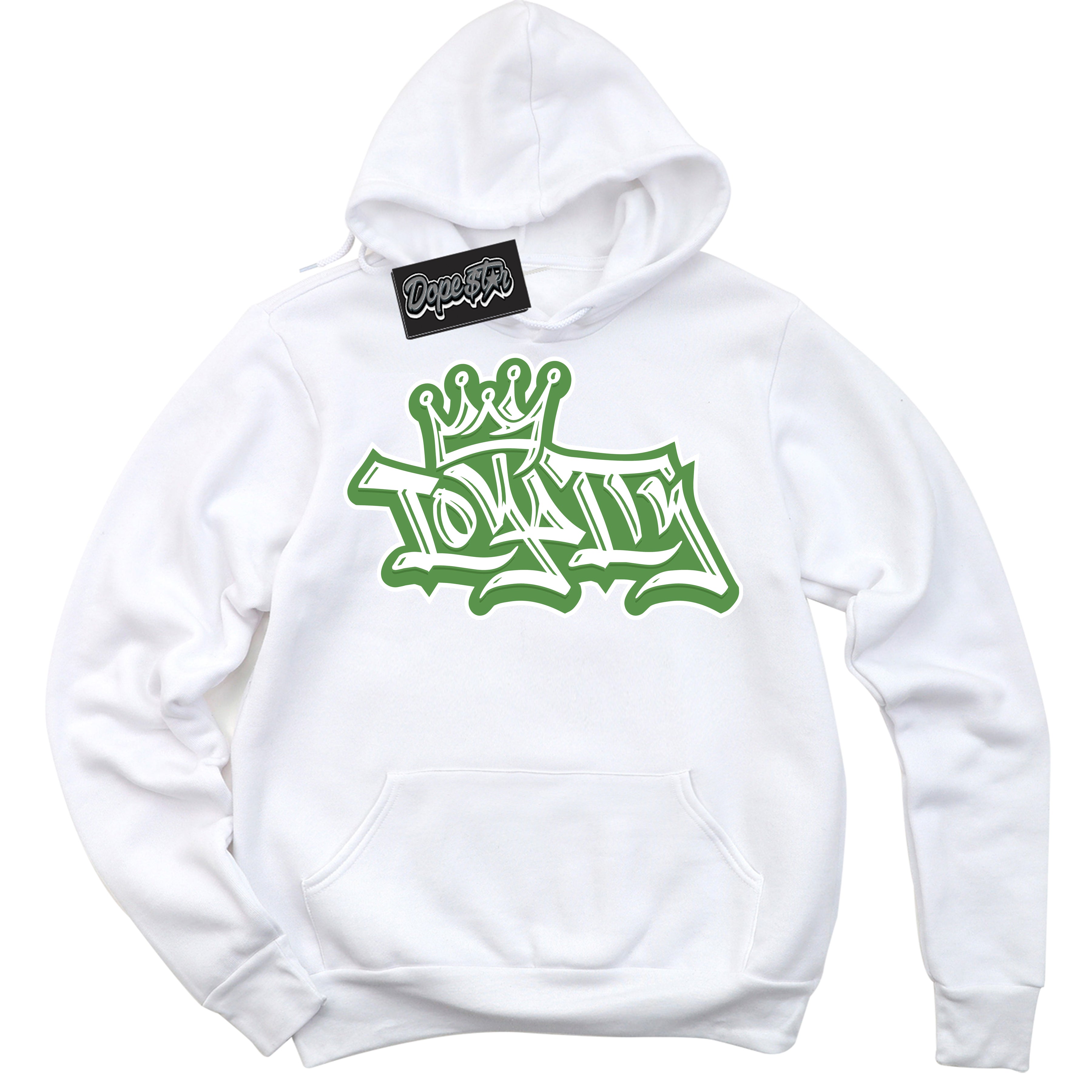 Cool White Hoodie with “ Loyalty Crown ”  design that Perfectly Matches Chlorophyll 1s Jordans.
