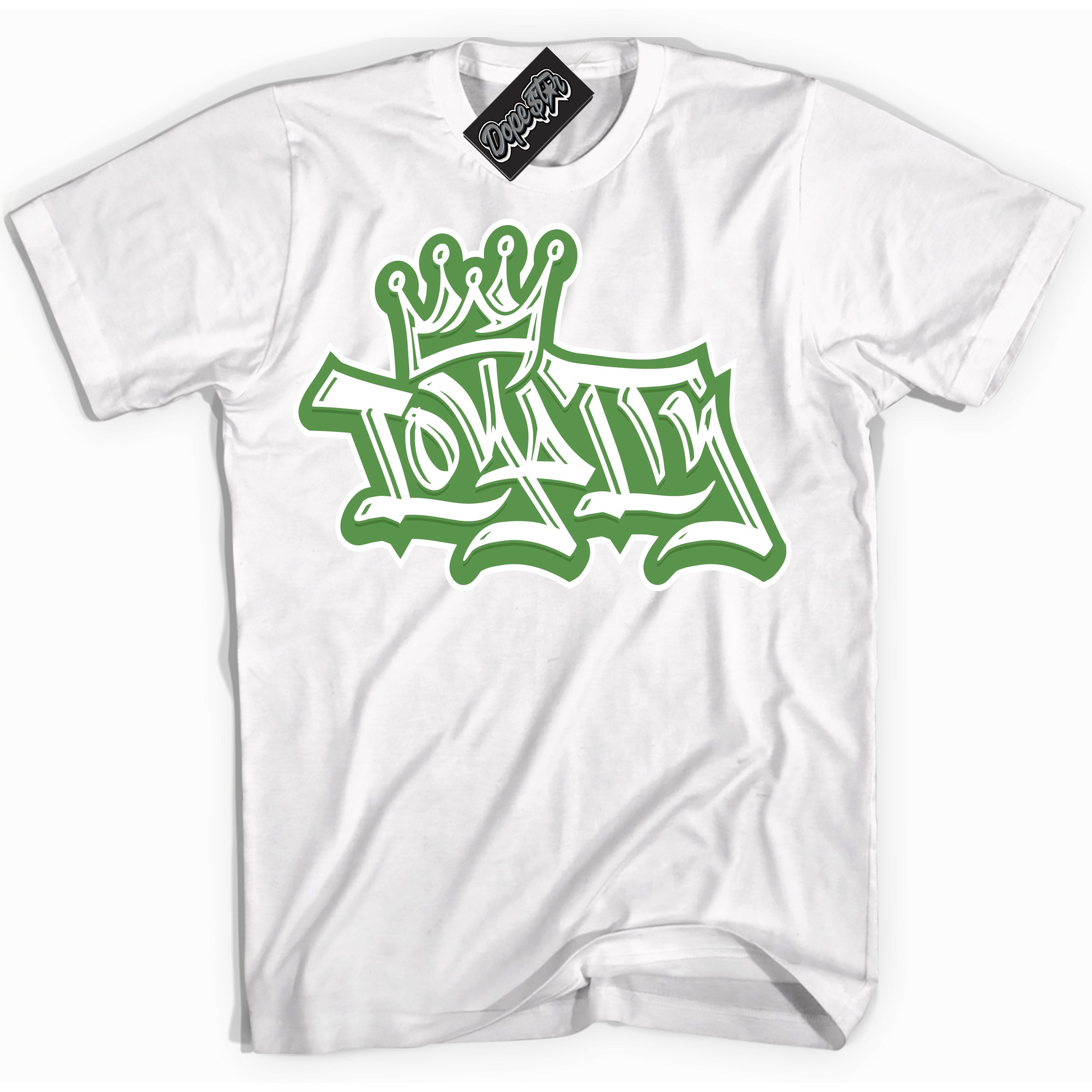 Cool White Shirt with “ Loyalty Crown ” design that perfectly matches Chlorophyll 1s Jordans.
