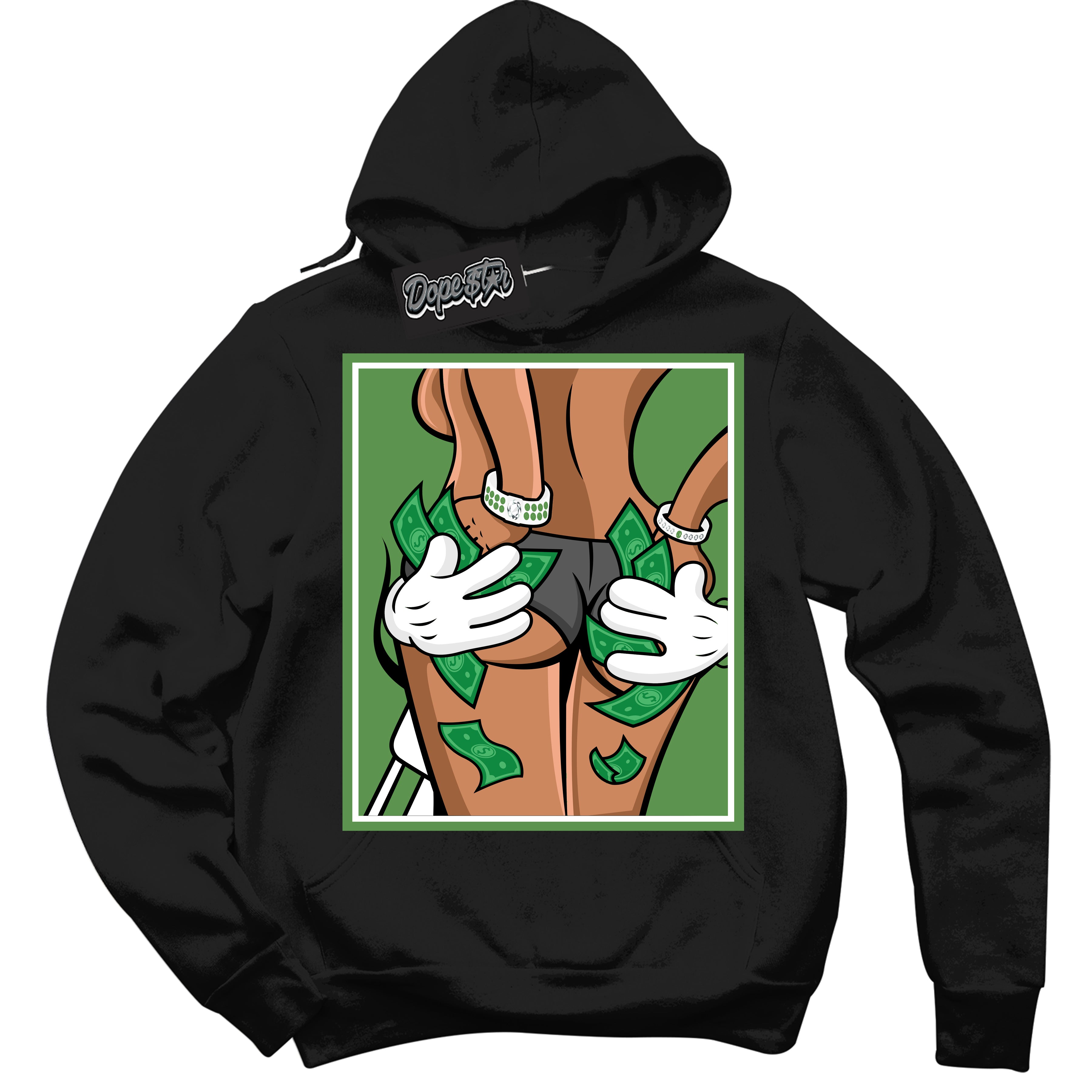 Cool Black Hoodie with “ Money Hands ”  design that Perfectly Matches Chlorophyll 1s Jordans.
