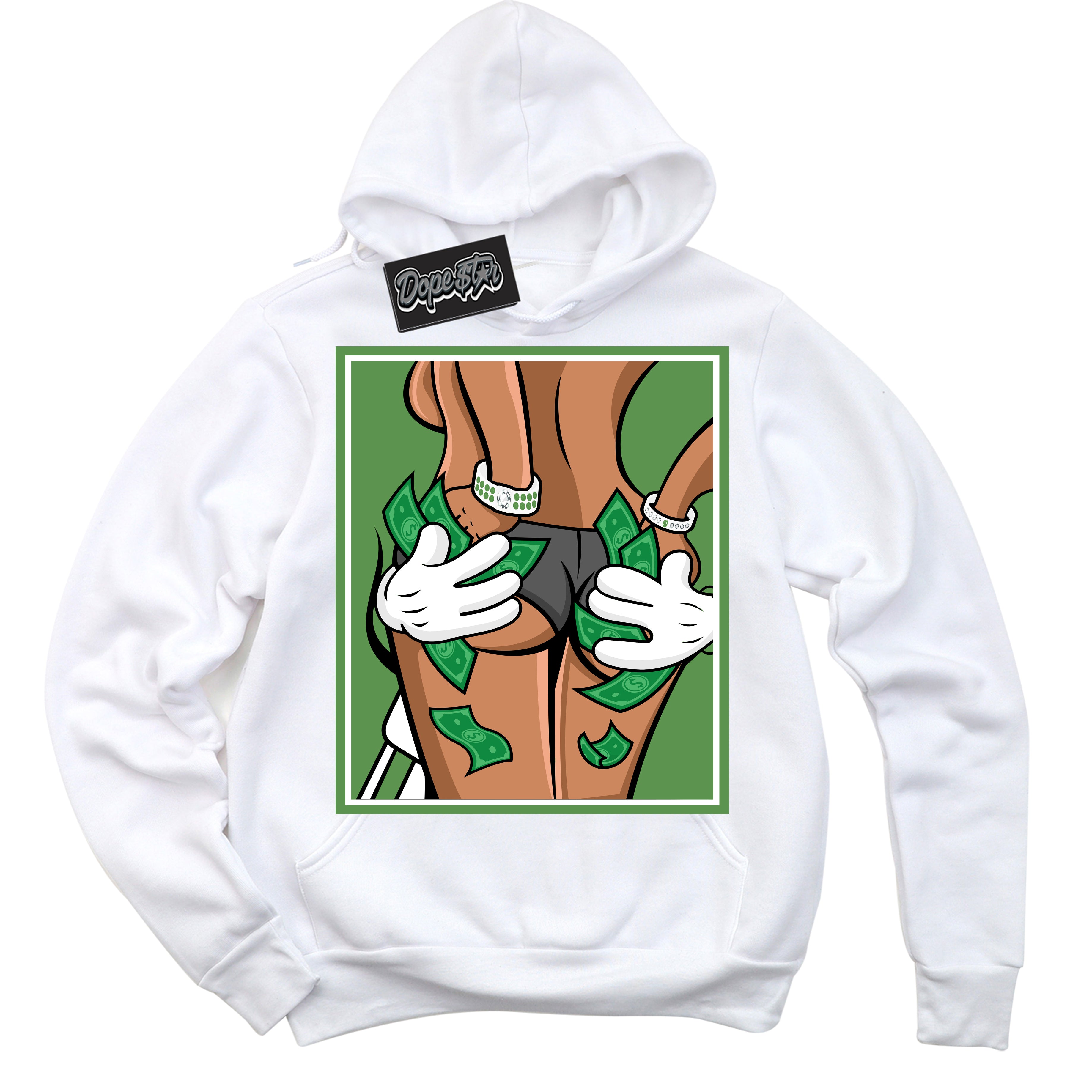 Cool White Hoodie with “ Money Hands ”  design that Perfectly Matches Chlorophyll 1s Jordans.
