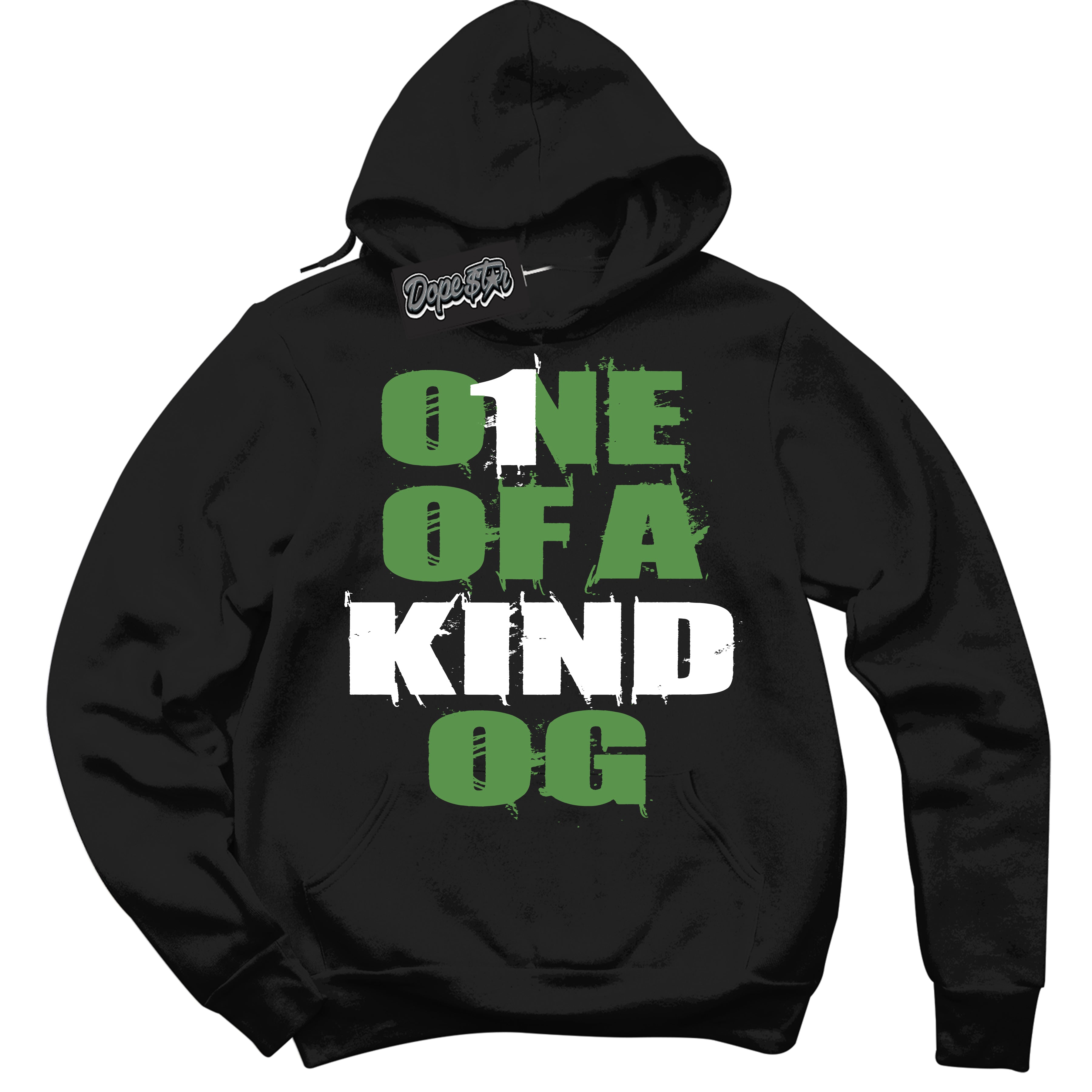 Cool Black Hoodie with “ One Of A Kind ”  design that Perfectly Matches Chlorophyll 1s Jordans.
