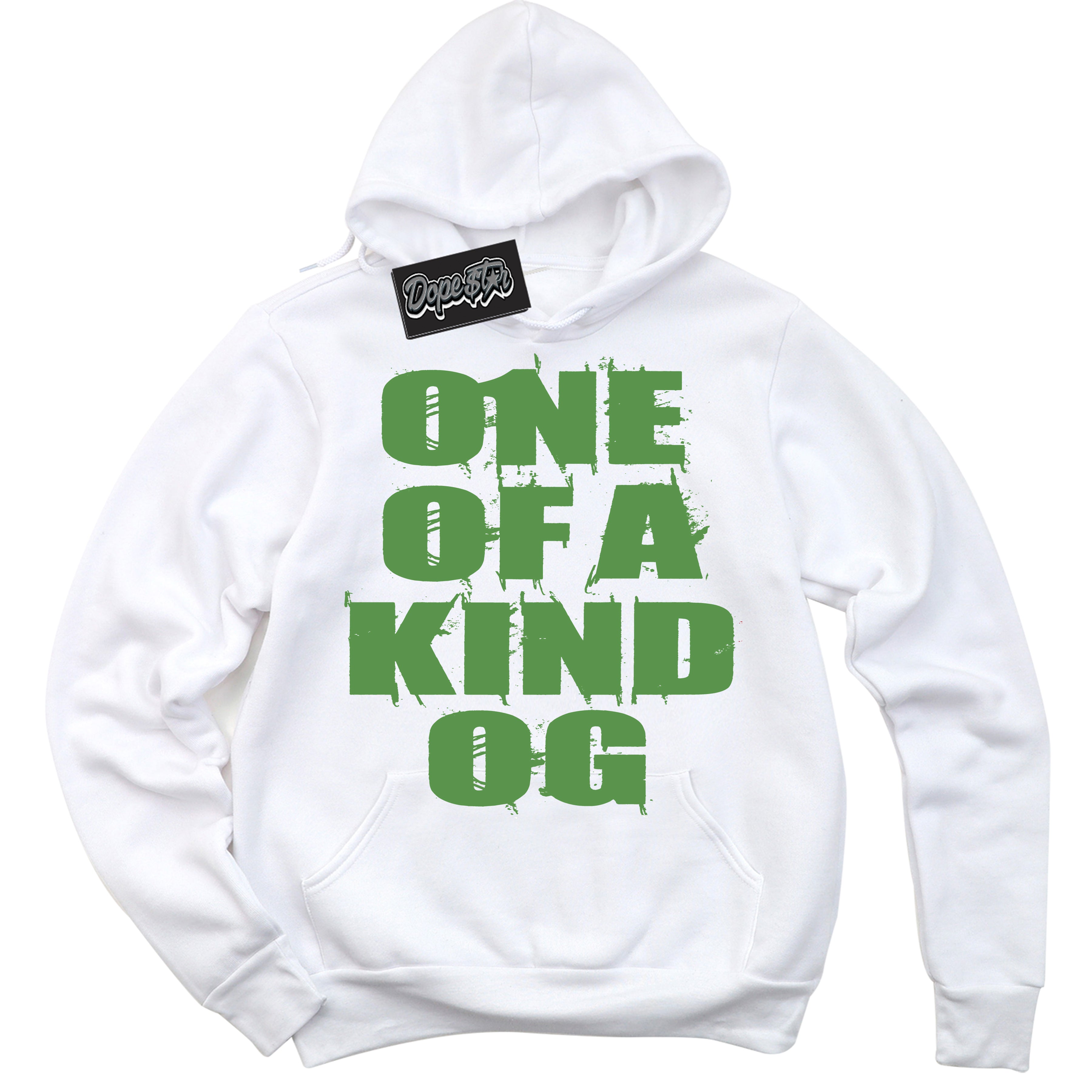 Cool White Hoodie with “ One Of A Kind ”  design that Perfectly Matches Chlorophyll 1s Jordans.
