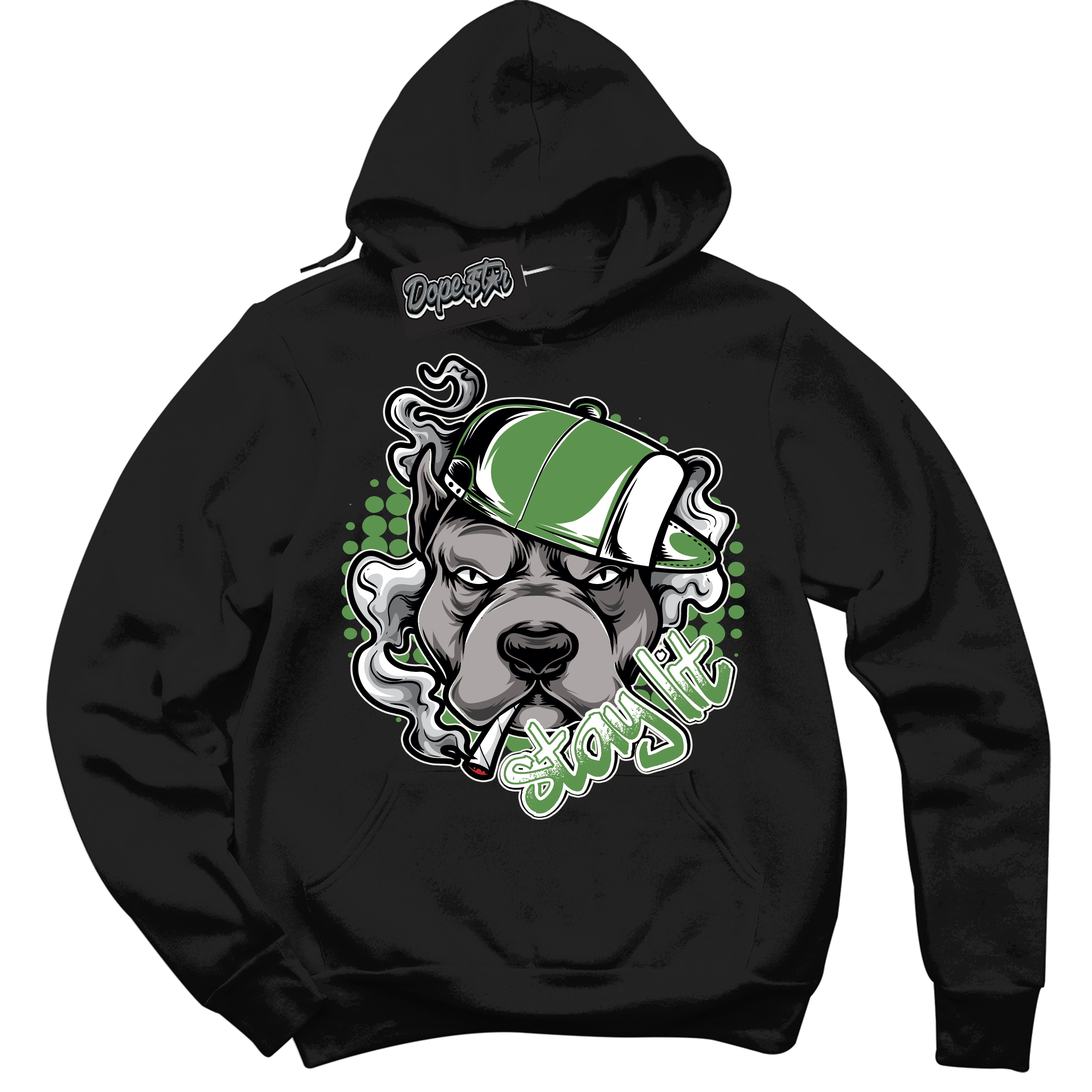 Cool Black Hoodie with “ Stay Lit ”  design that Perfectly Matches Chlorophyll 1s Jordans.
