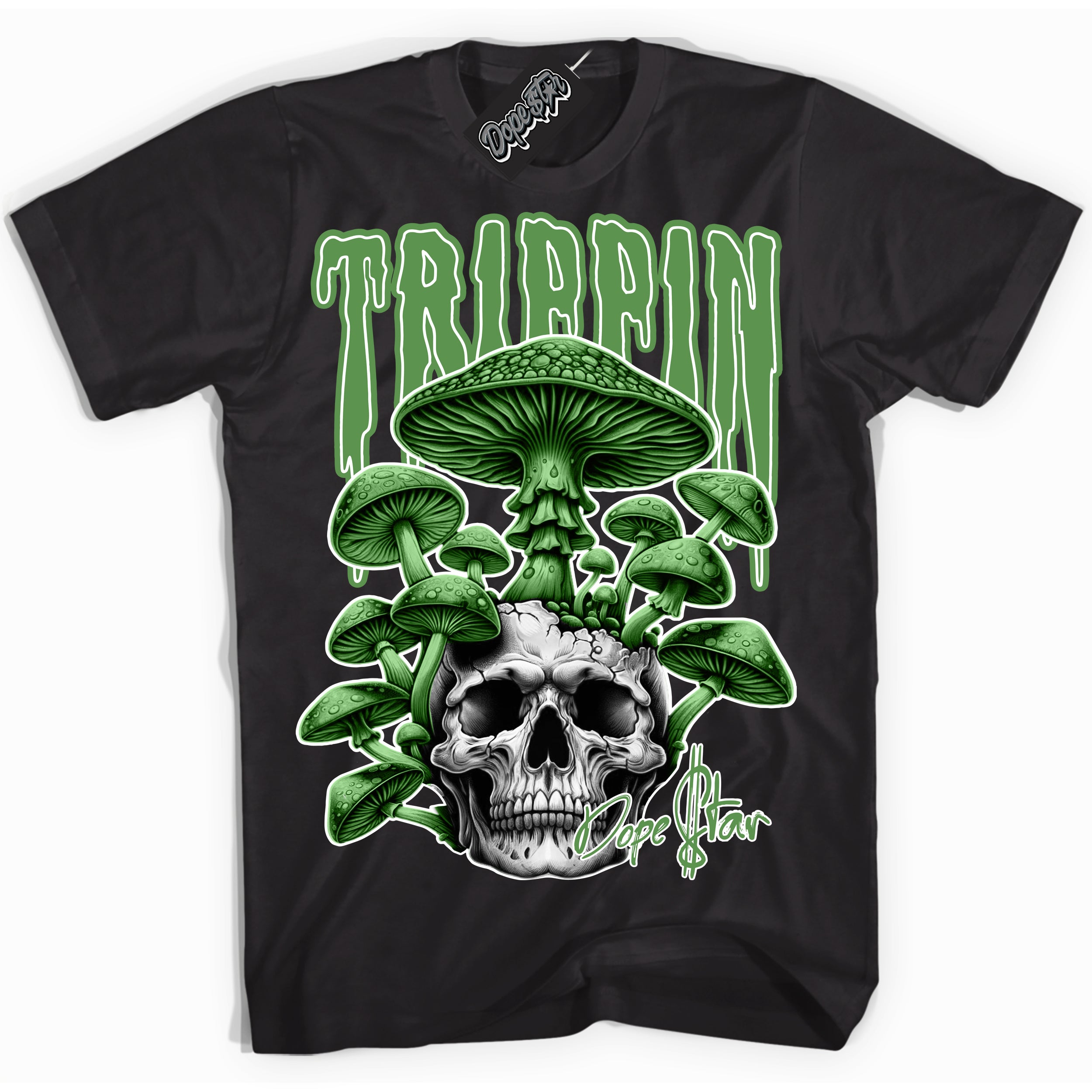 Cool Black Shirt with “Trippin” design that perfectly matches the Chlorophyll 1s Sneakers.