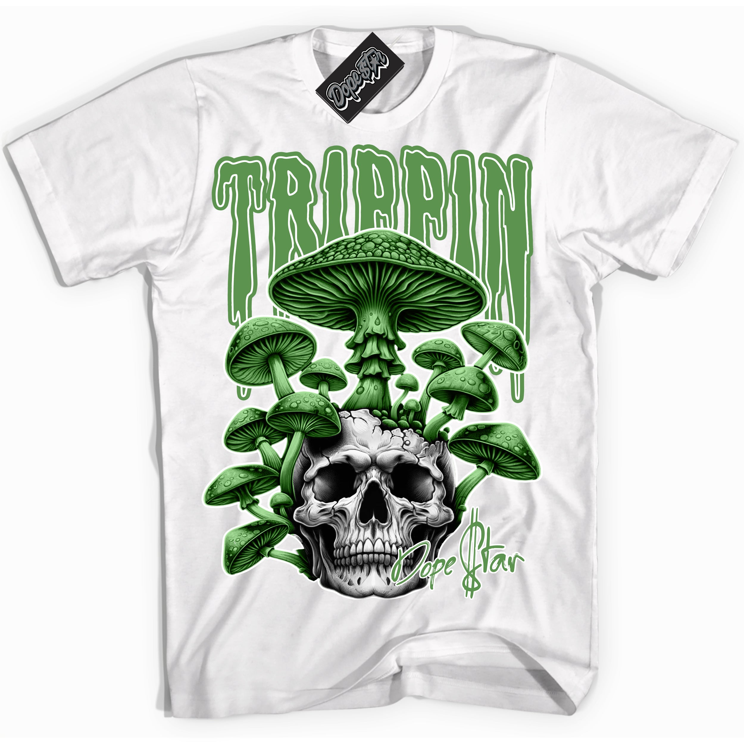 Cool White Shirt with “Trippin” design that perfectly matches the Chlorophyll 1s Sneakers.