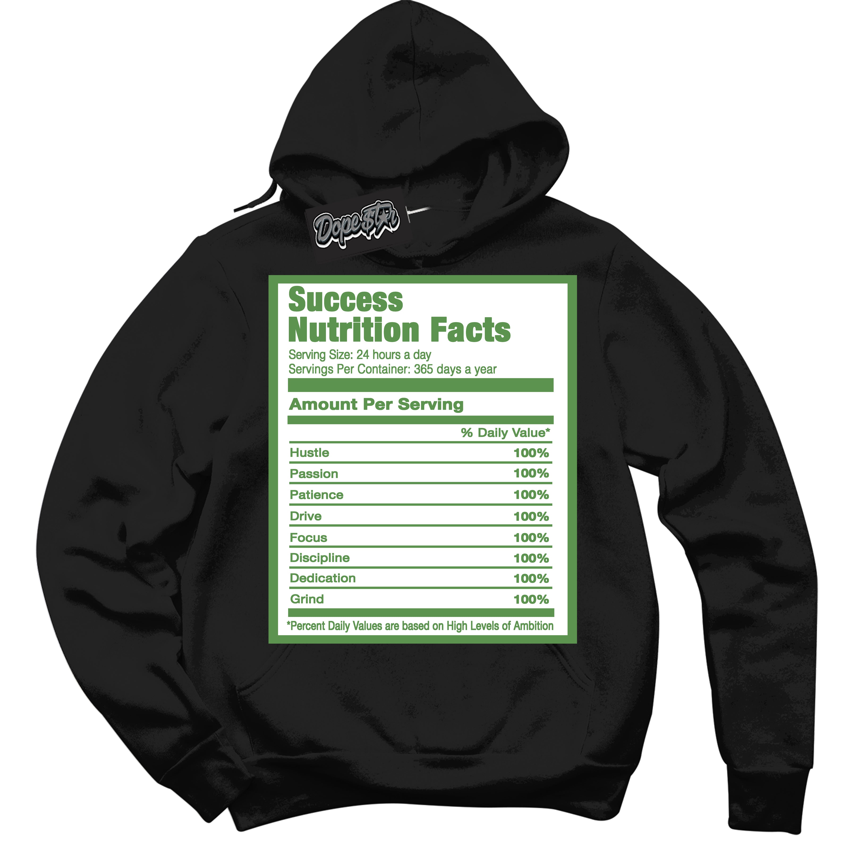 Cool Black Hoodie with “ Success Nutrition ”  design that Perfectly Matches Chlorophyll 1s Jordans.
