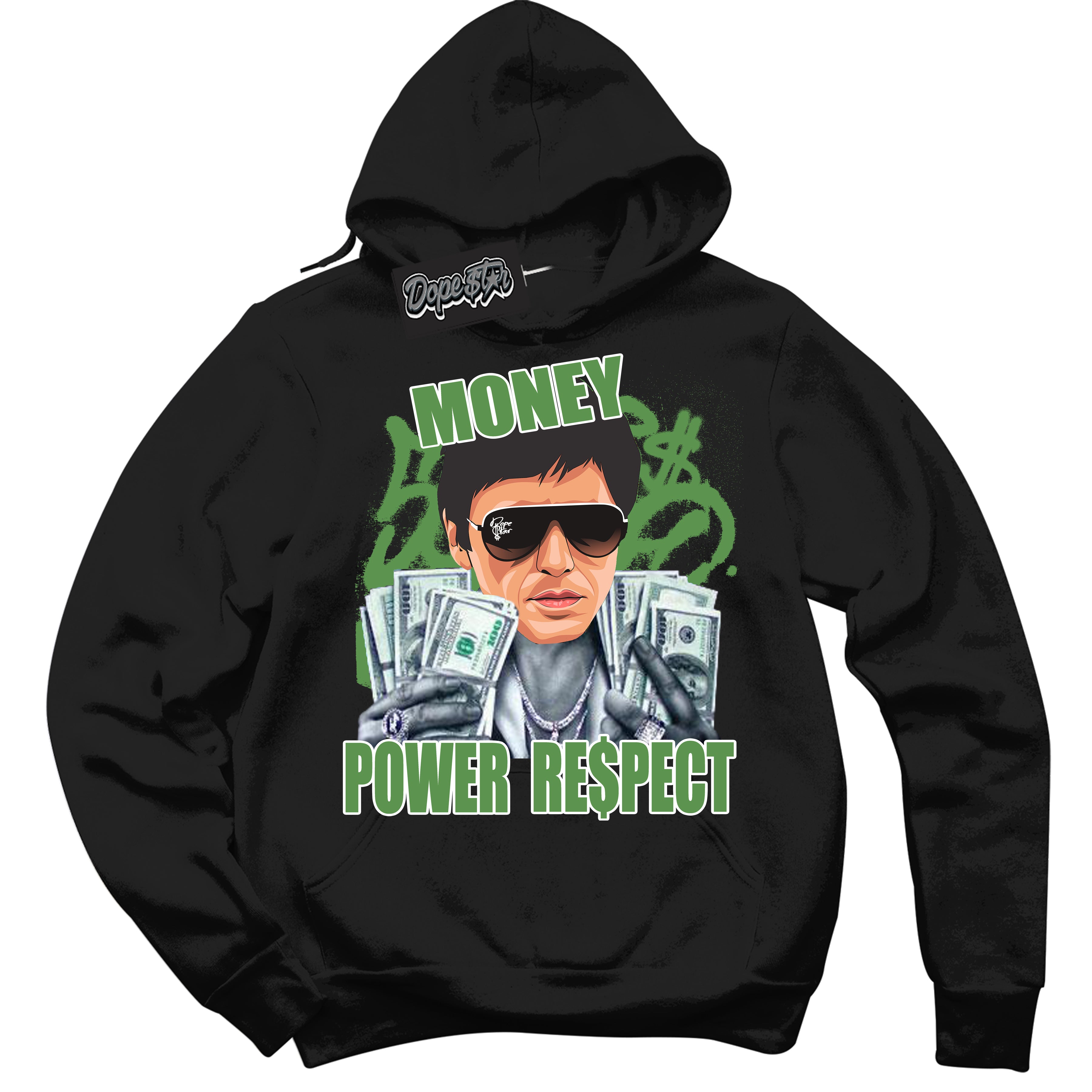 Cool Black Hoodie with “ Tony Montana ”  design that Perfectly Matches Chlorophyll 1s Jordans.
