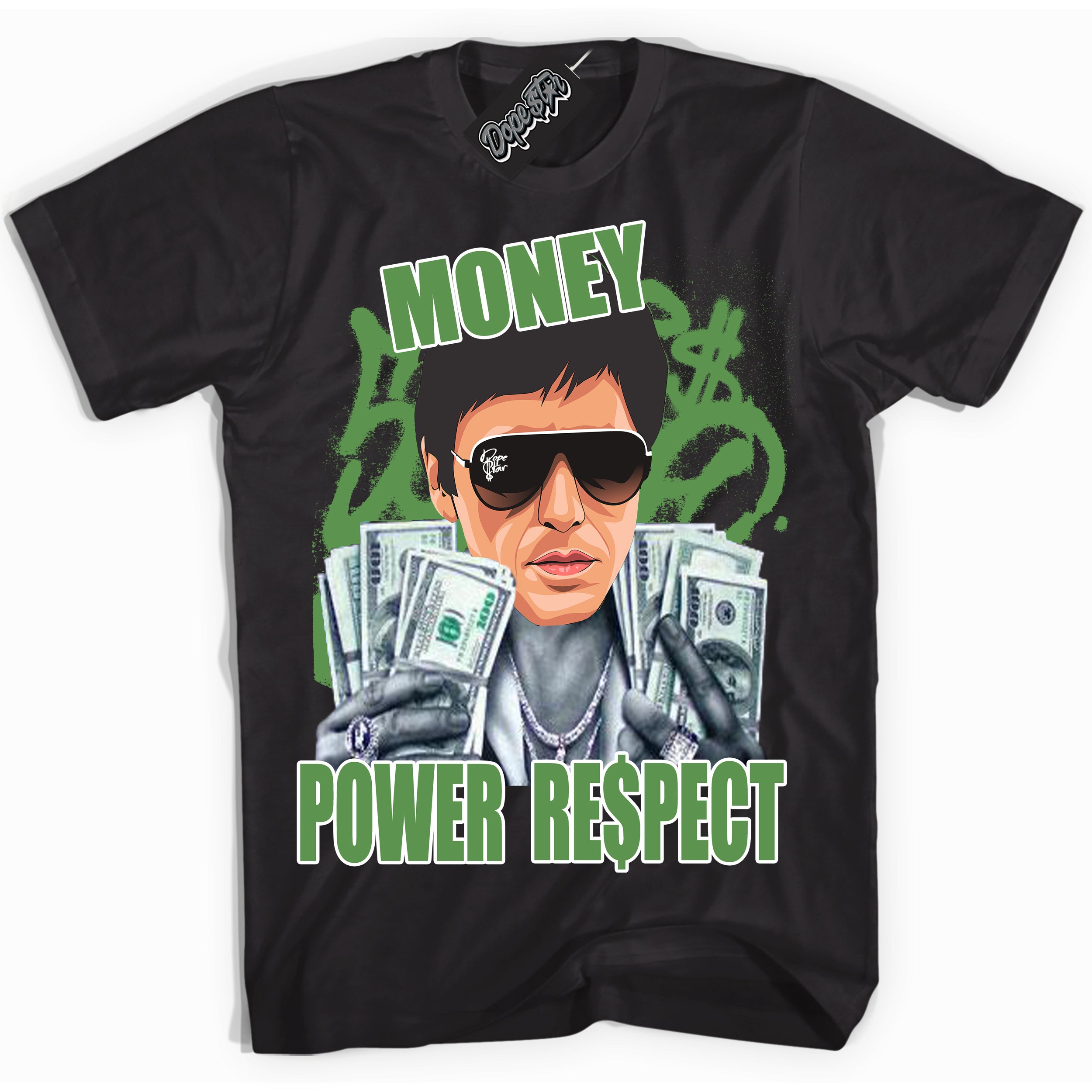 Cool Black Shirt with “ Tony Montana ” design that perfectly matches Chlorophyll 1s Jordans.
