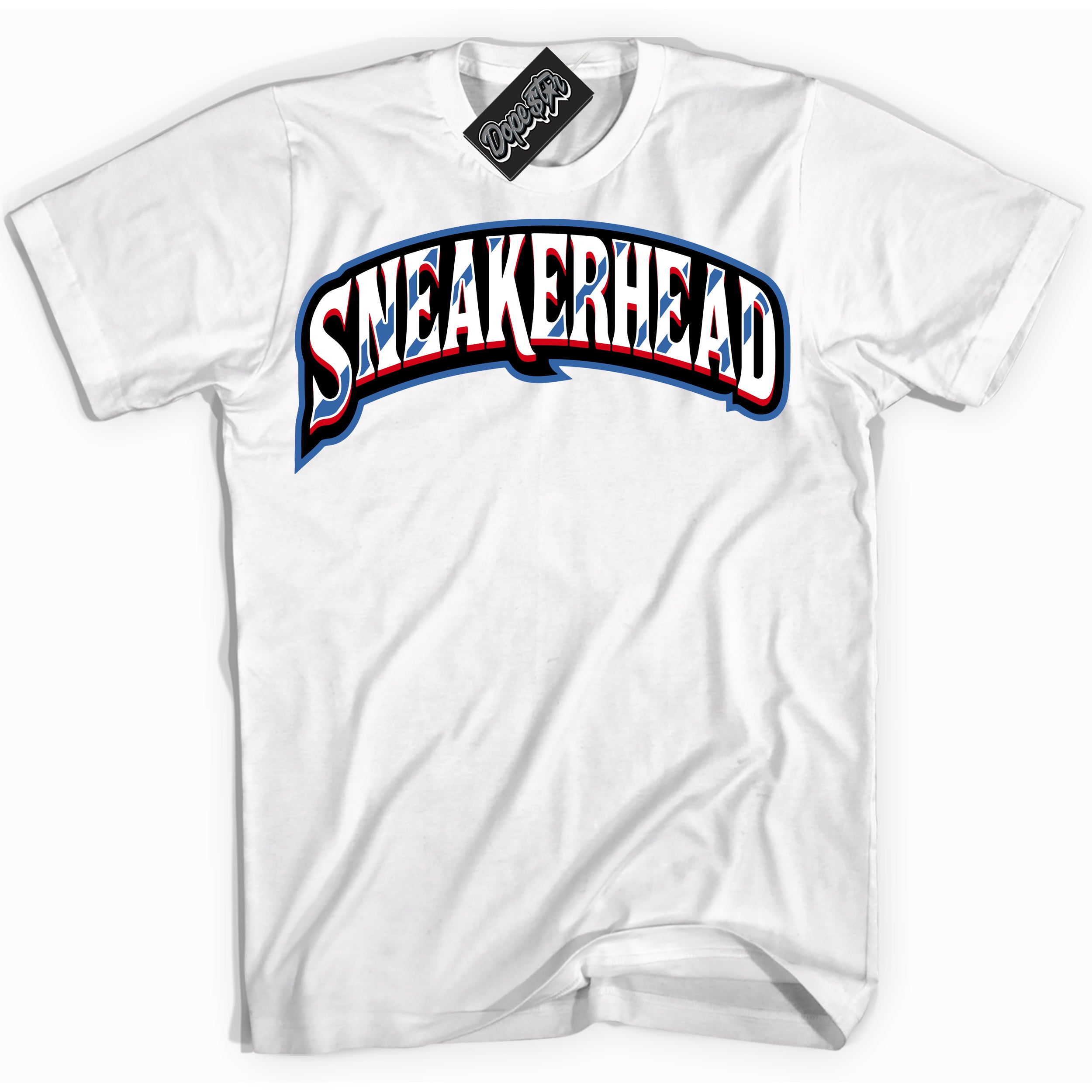 Cool White Shirt with “ Sneakerhead” design that perfectly matches Industrial Blue Sashiko 1s Sneakers.
