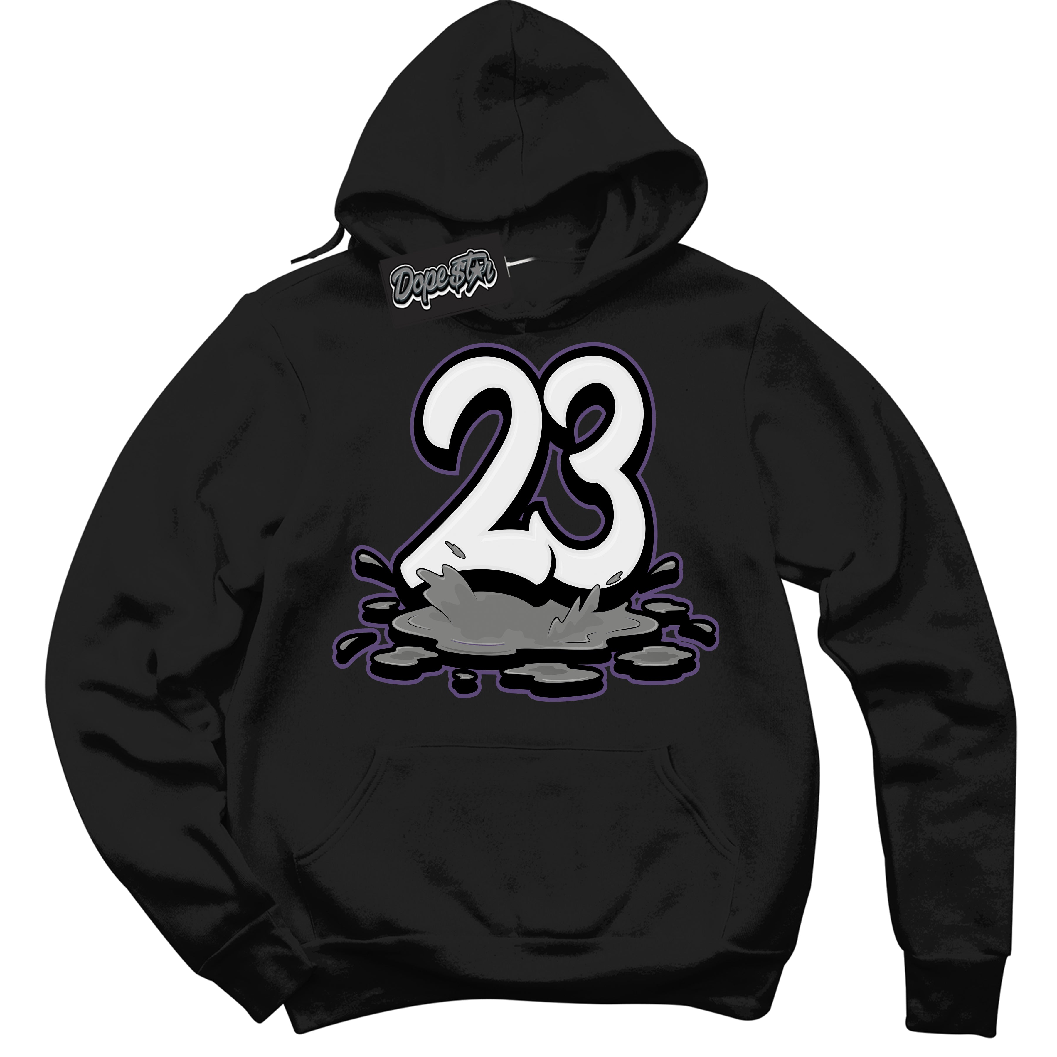 Cool Black Hoodie with “ 23 Melting ”  design that Perfectly Matches Punk Rock 1s Sneakers.