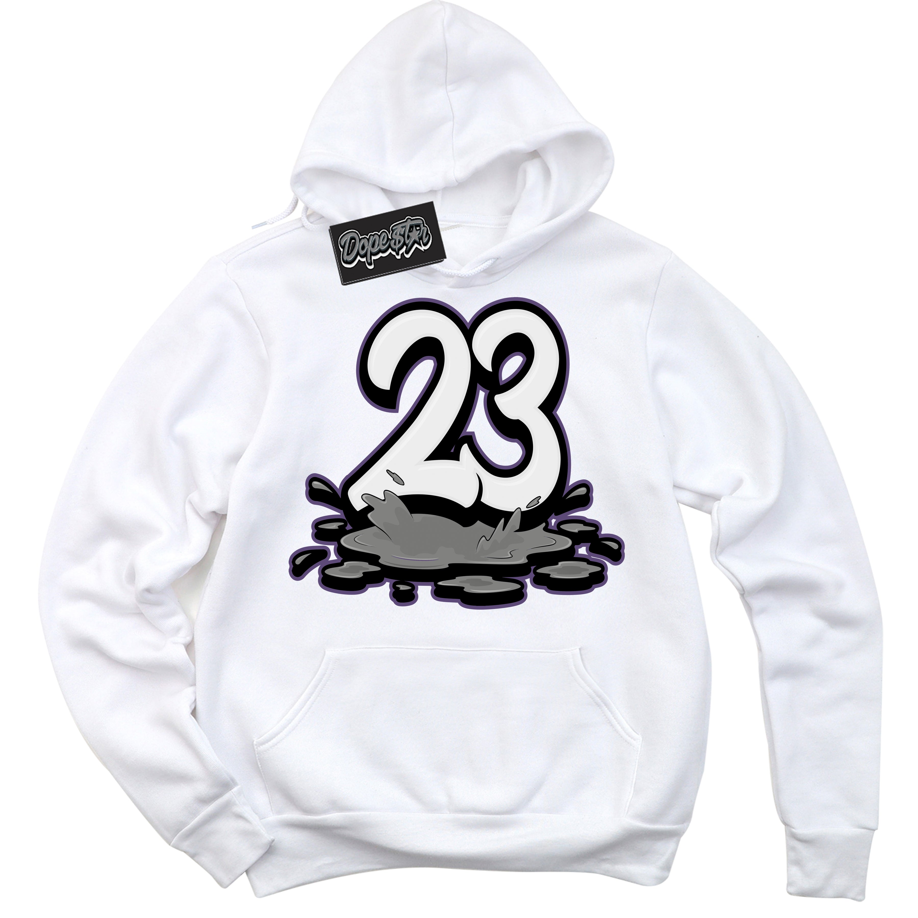 Cool White Hoodie with “ 23 Melting ”  design that Perfectly Matches Punk Rock 1s Sneakers.