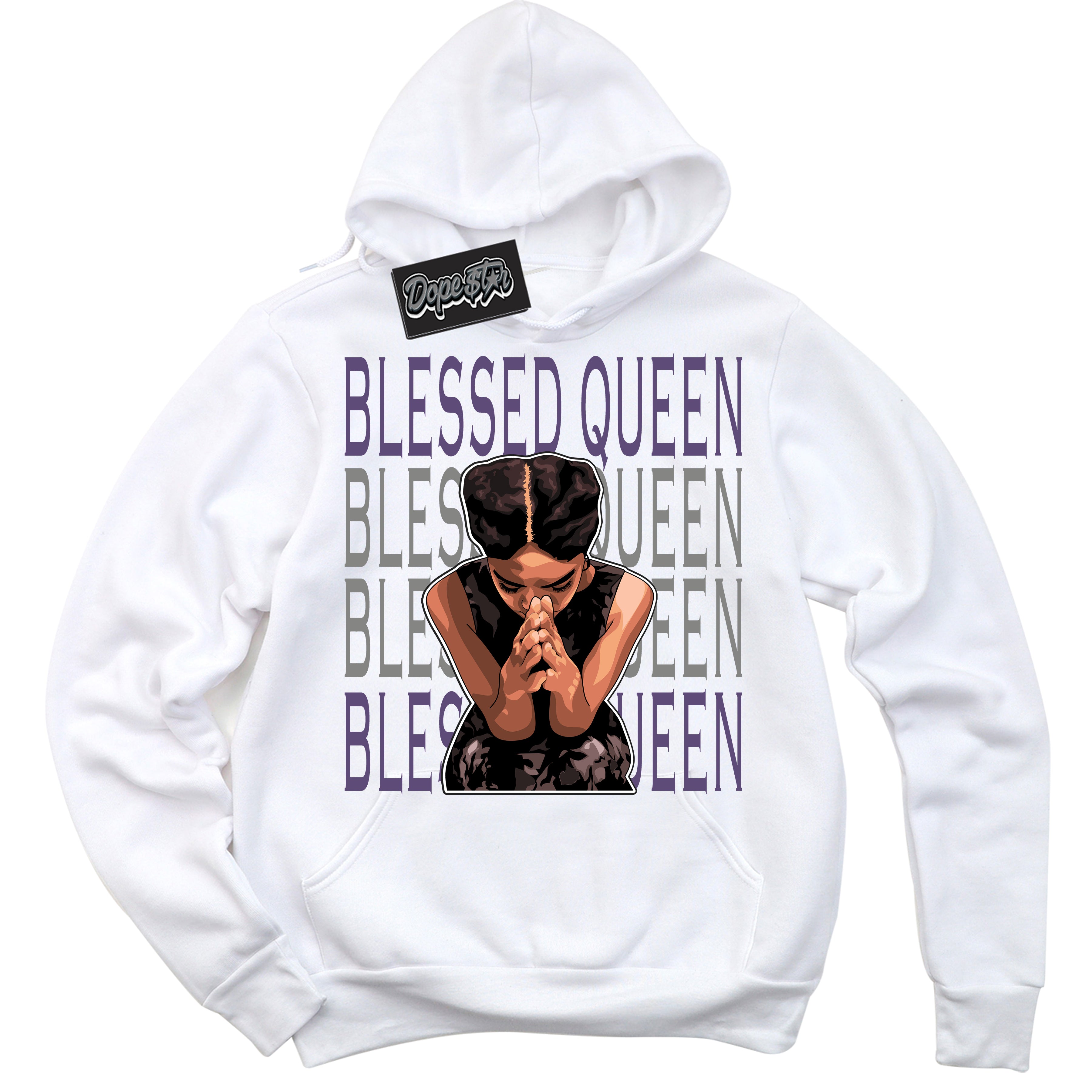 Cool White Hoodie with “ Blessed Queen ”  design that Perfectly Matches Punk Rock 1s Sneakers.