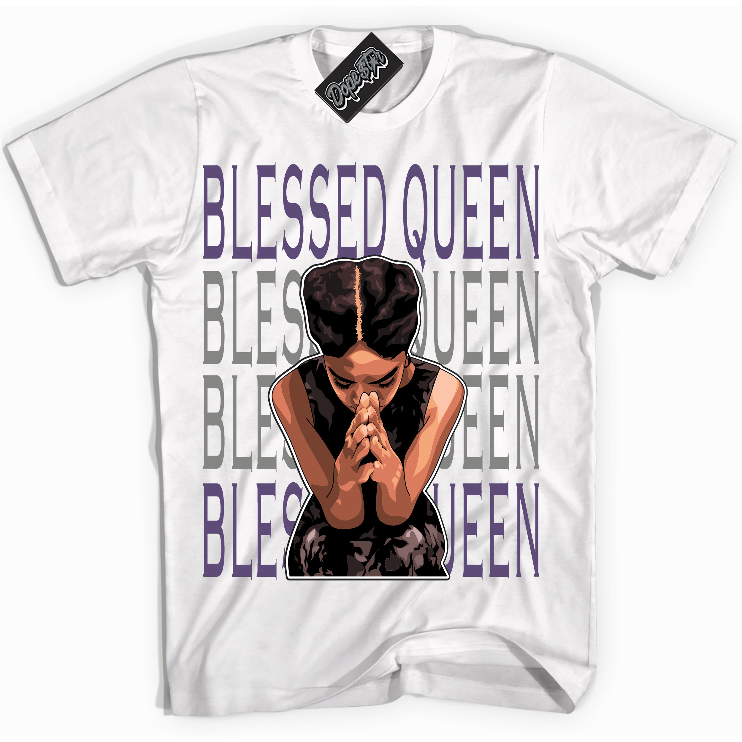 Cool White Shirt with “ Blessed Queen” design that perfectly matches Punk Rock 1s Sneakers.