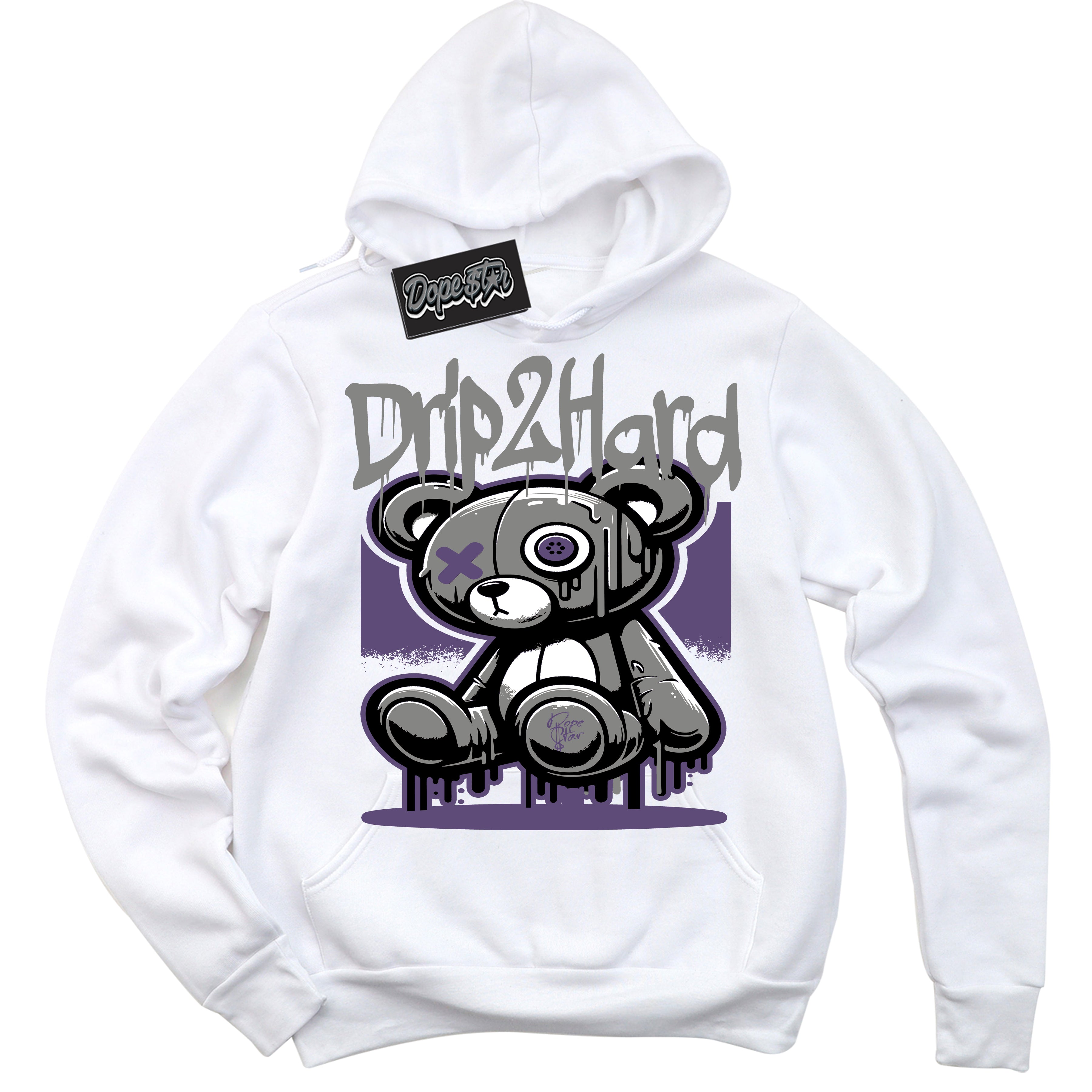 Cool White Hoodie with “ Drip 2 Hard ”  design that Perfectly Matches Punk Rock 1s Sneakers.