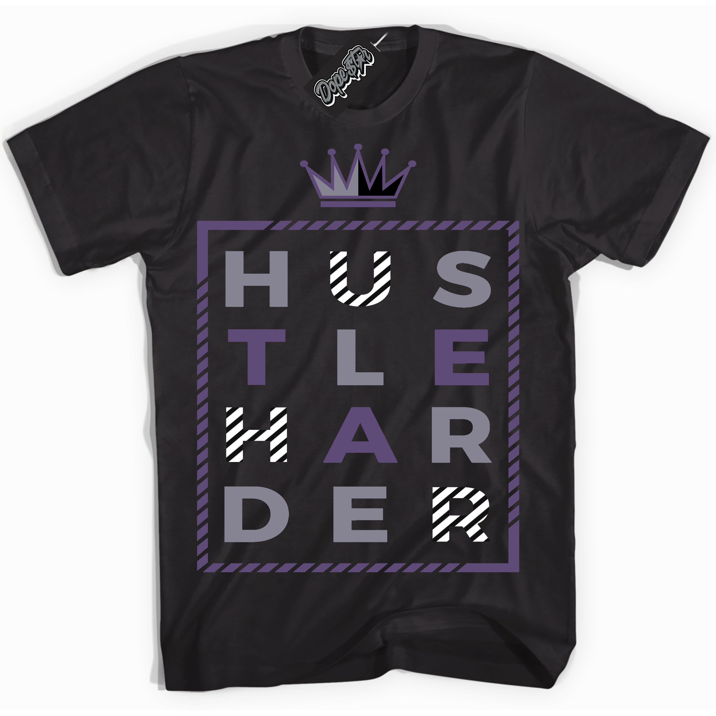 Cool Black Shirt with “ Hustle Harder” design that perfectly matches Punk Rock 1s Sneakers.