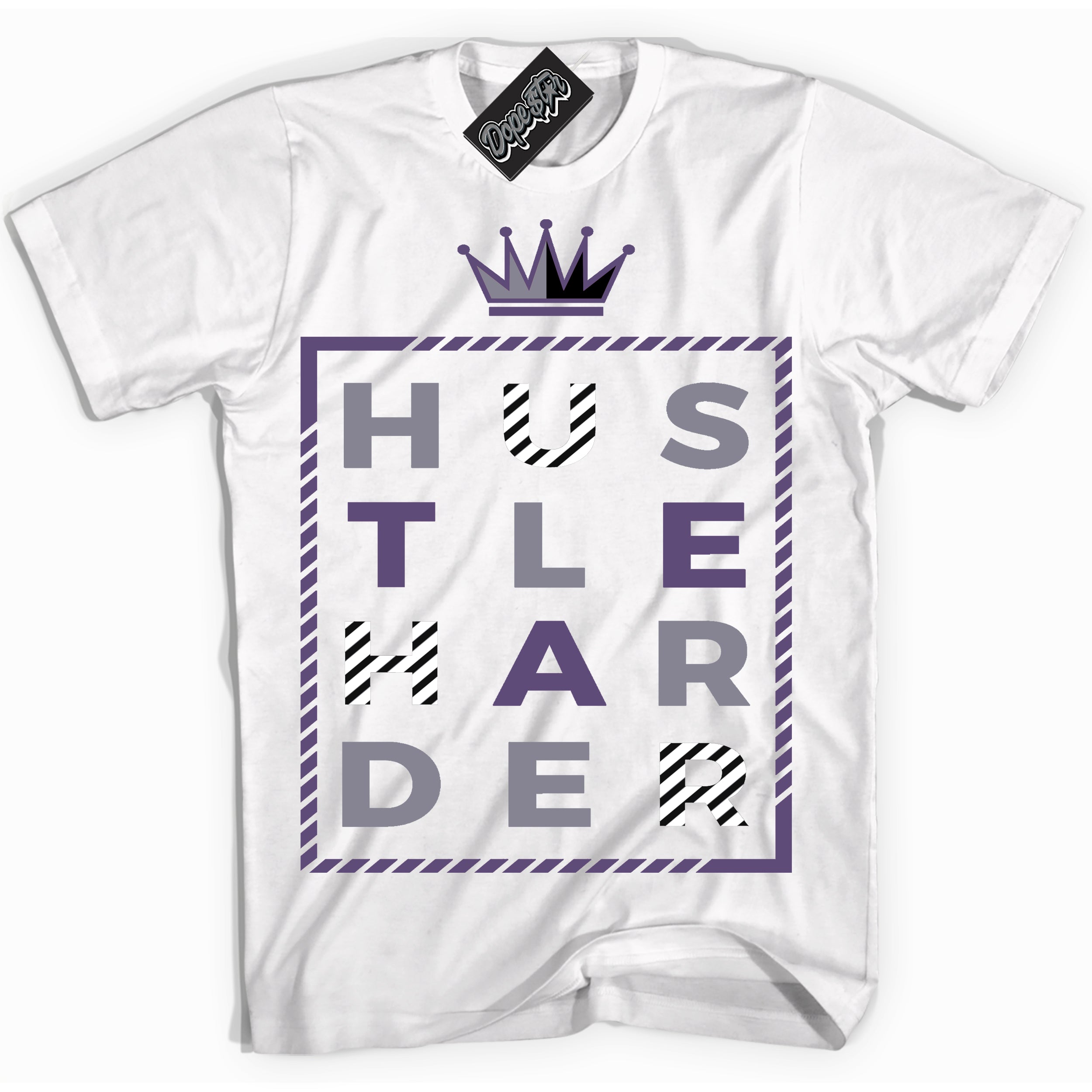 Cool White Shirt with “ Hustle Harder” design that perfectly matches Punk Rock 1s Sneakers.