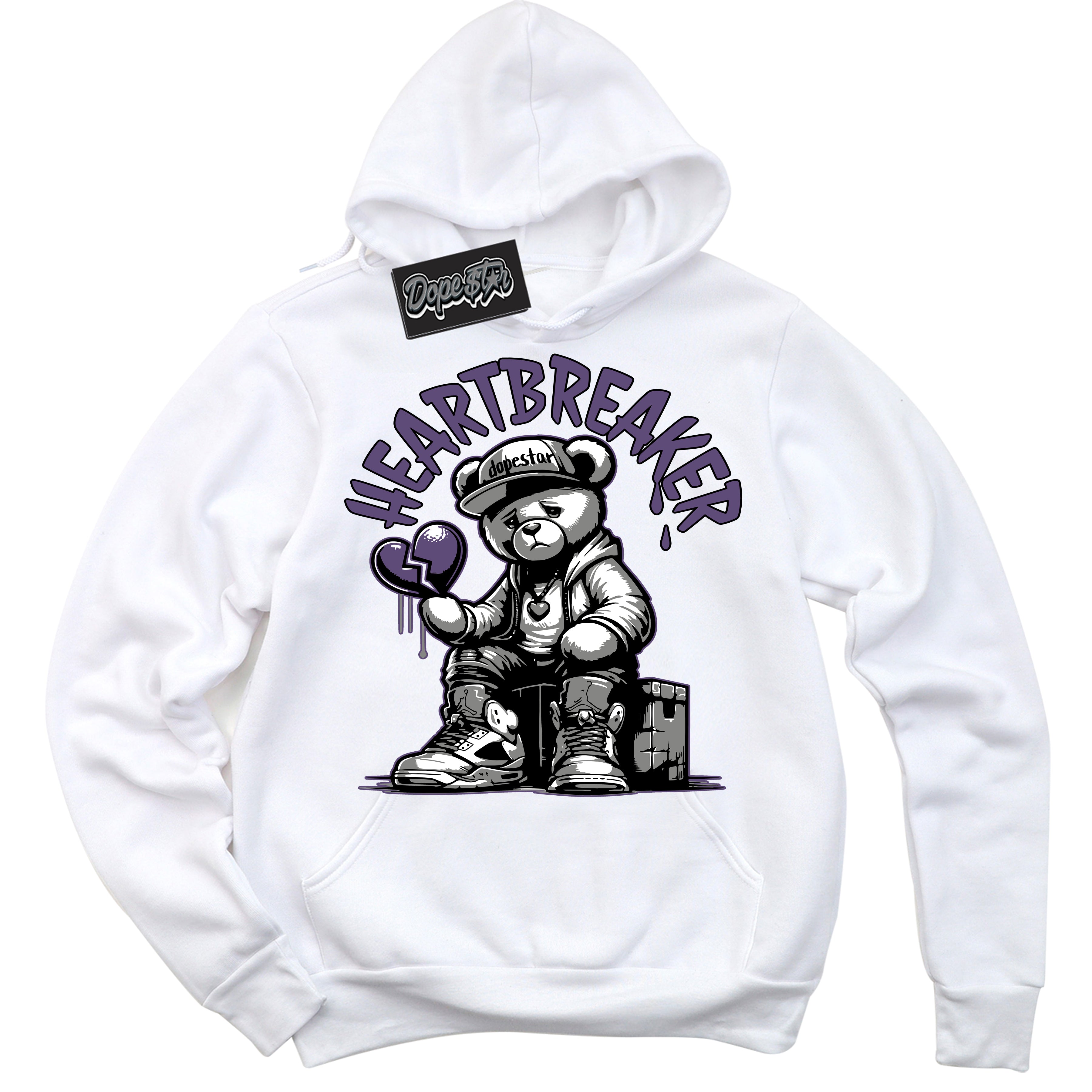 Cool White Hoodie with “ Heartbreaker Bear ”  design that Perfectly Matches Punk Rock 1s Sneakers.