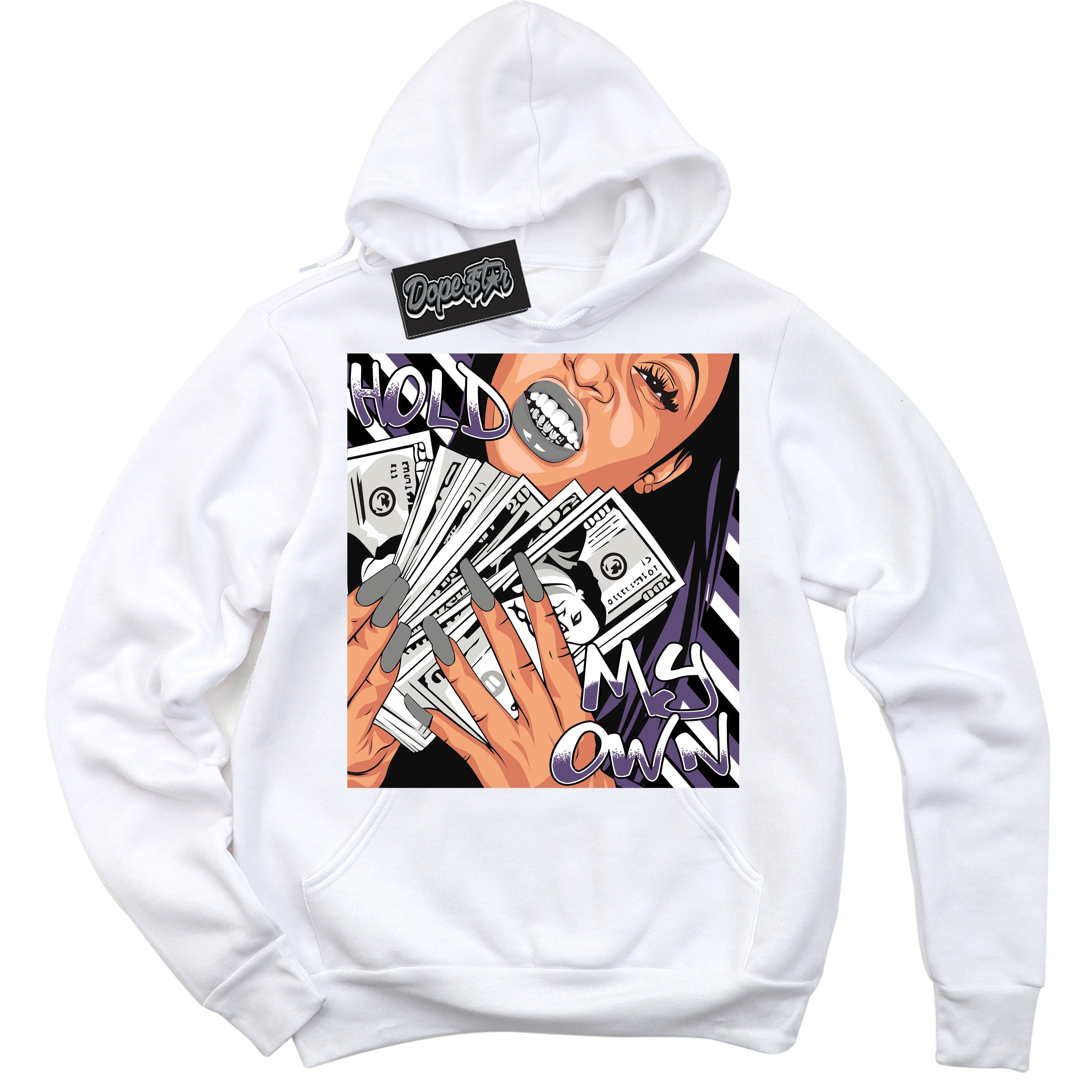 Cool White Hoodie with “ Hold My Own ”  design that Perfectly Matches Punk Rock 1s Sneakers.