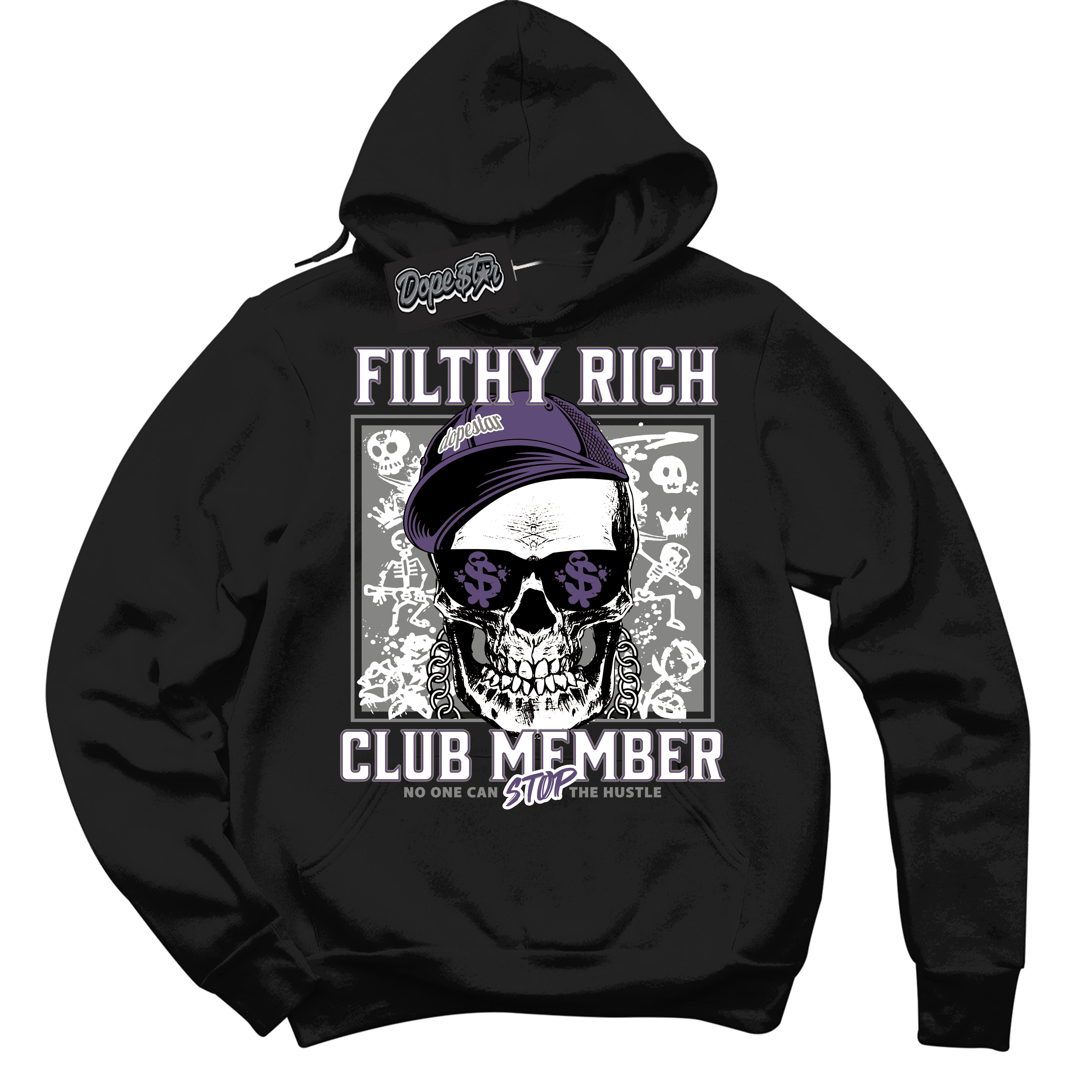 Cool Black Hoodie with “ Filthy Rich ”  design that Perfectly Matches Punk Rock 1s Sneakers.