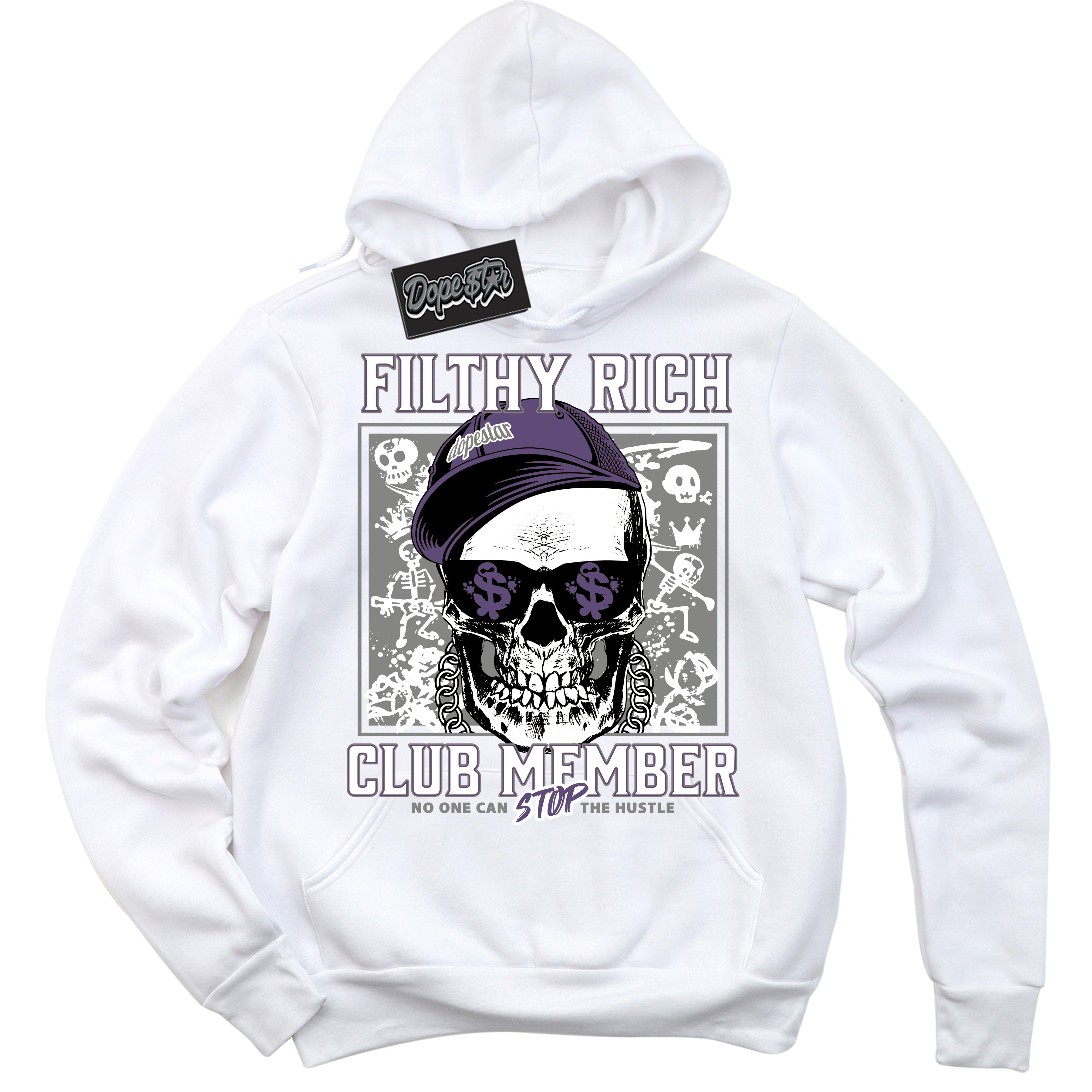 Cool White Hoodie with “ Filthy Rich ”  design that Perfectly Matches Punk Rock 1s Sneakers.