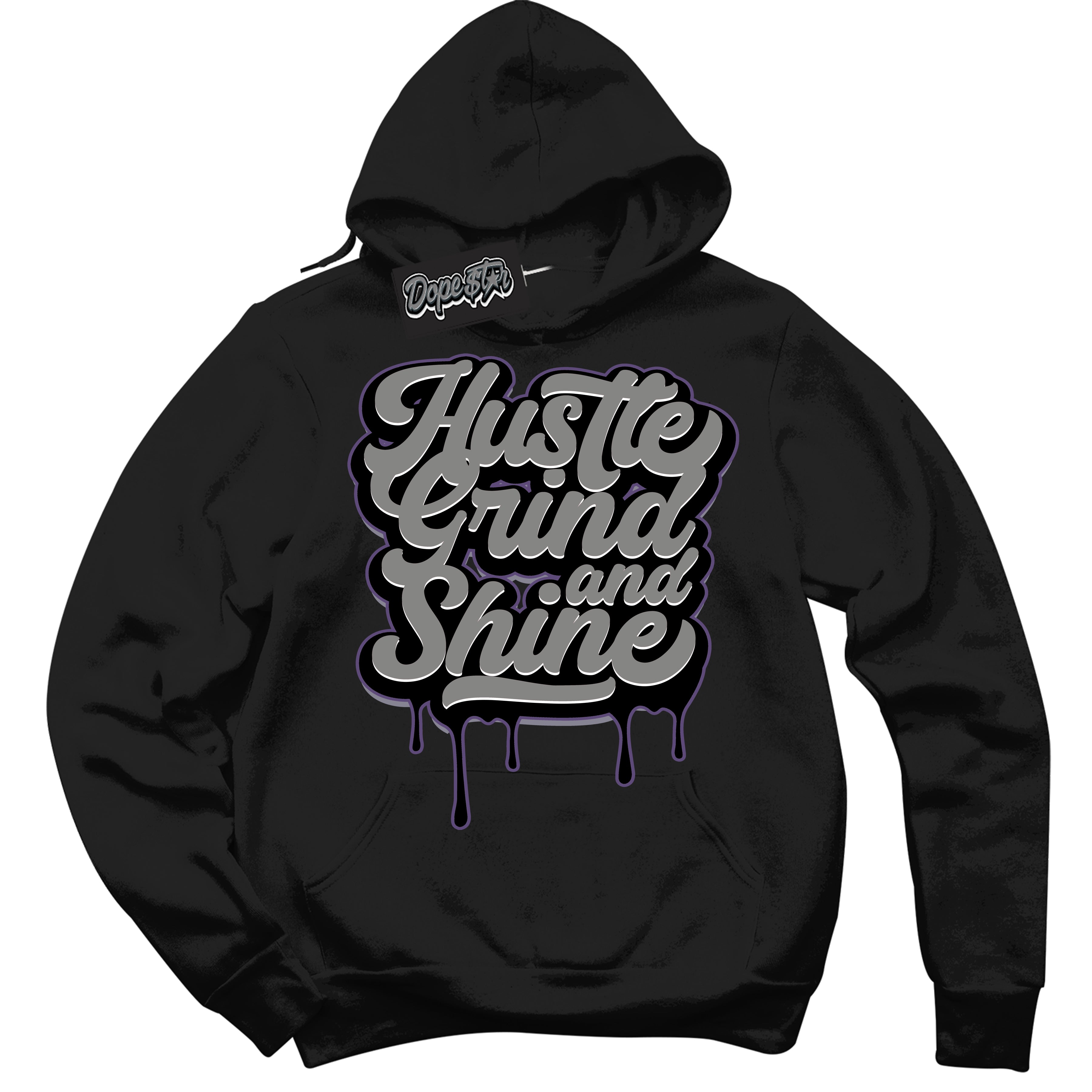 Cool Black Hoodie with “ Hustle Grind And Shine ”  design that Perfectly Matches Punk Rock 1s Sneakers.