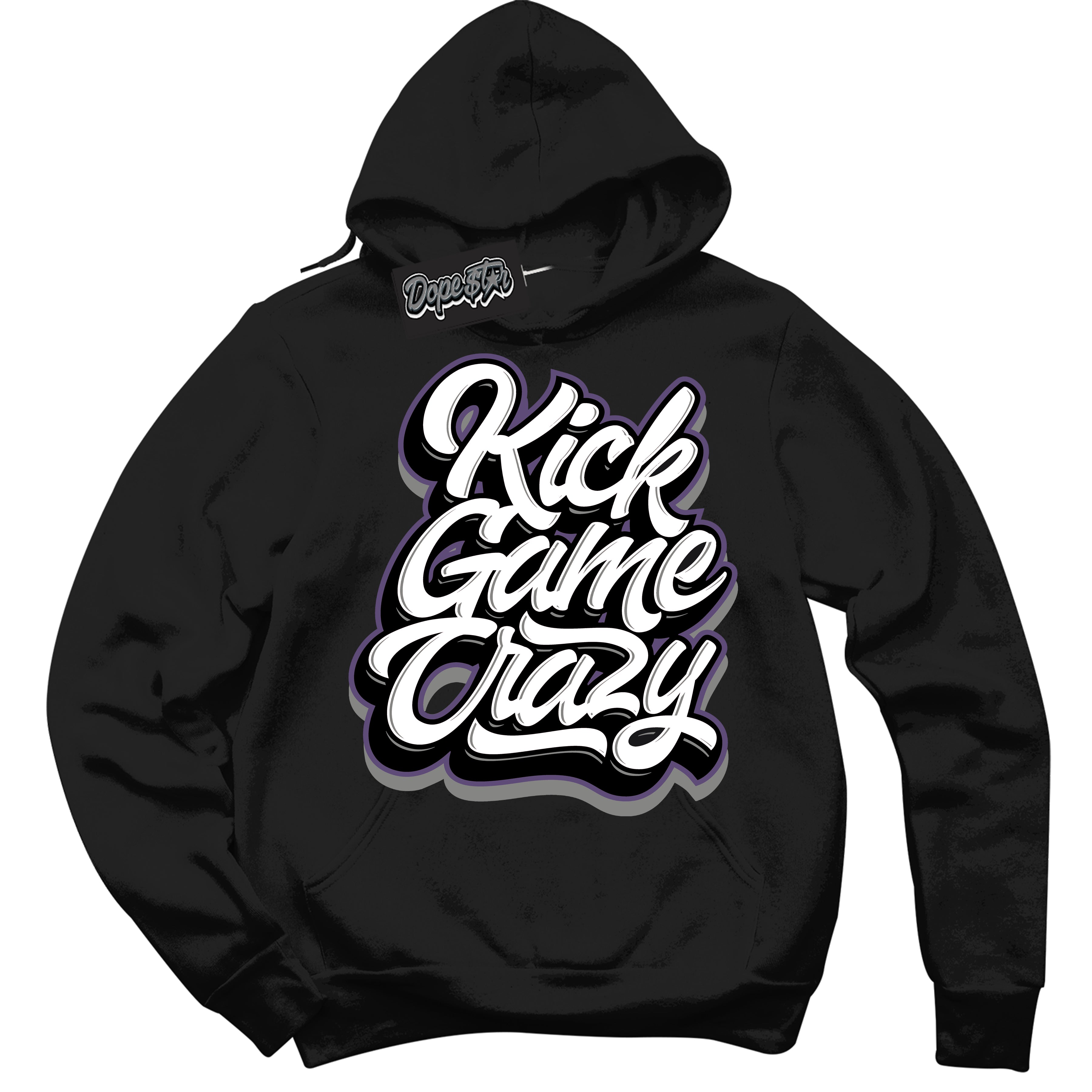 Cool Black Hoodie with “ Kick Game Crazy ”  design that Perfectly Matches Punk Rock 1s Sneakers.