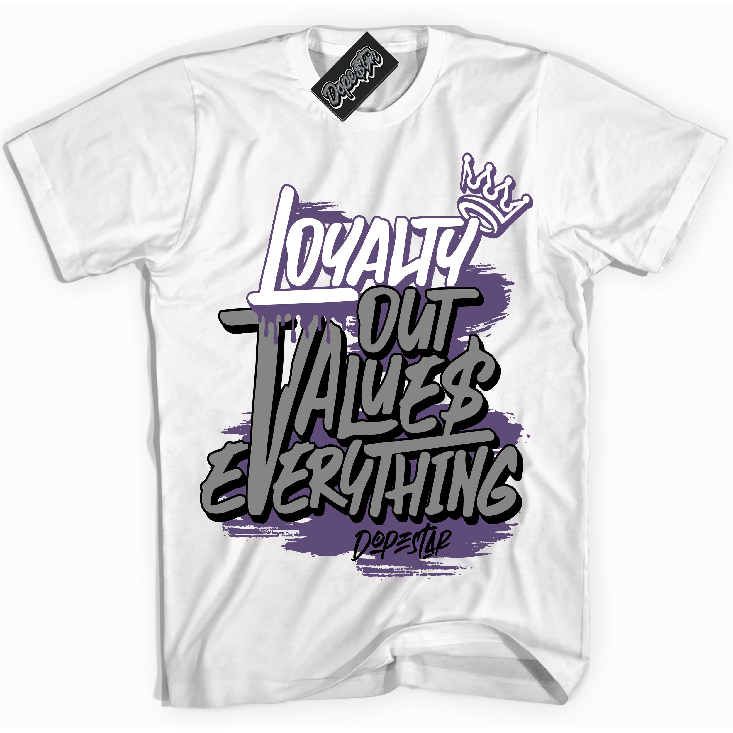 Cool White Shirt with “ Loyalty Out Values Everything” design that perfectly matches Punk Rock 1s Sneakers.