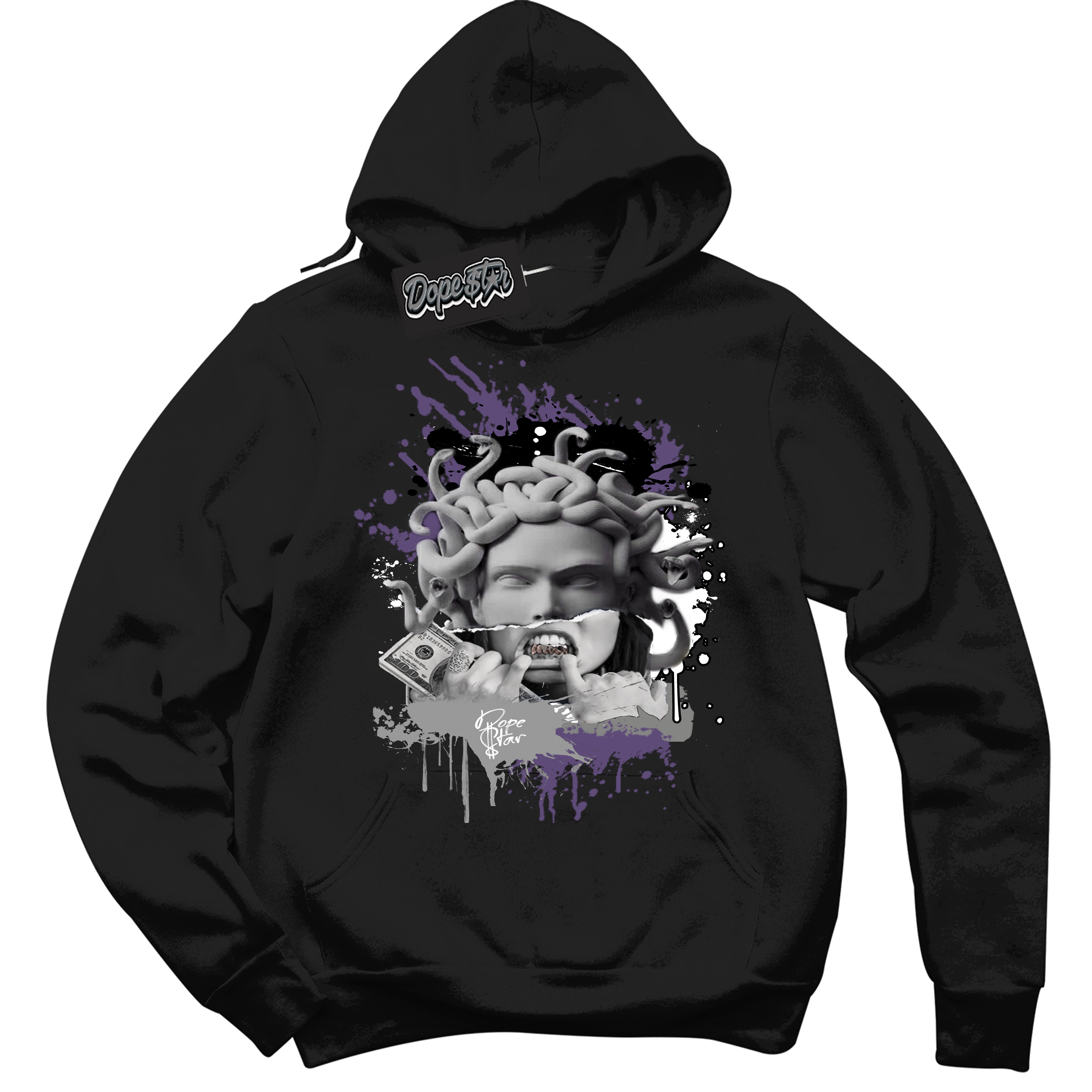 Cool Black Hoodie with “ Medusa ”  design that Perfectly Matches Punk Rock 1s Sneakers.