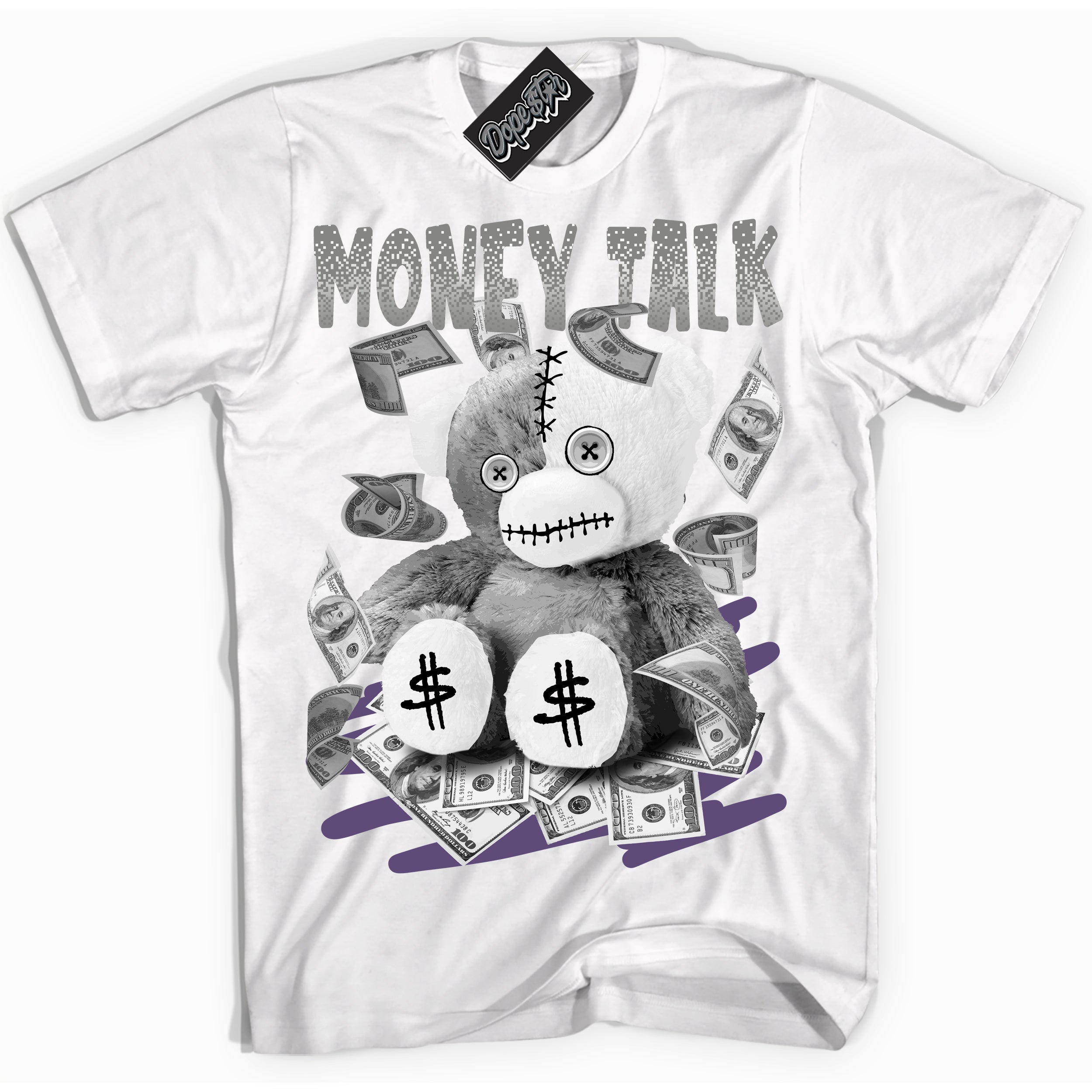 Cool White Shirt with “ Money Talk Bear” design that perfectly matches Punk Rock 1s Sneakers.