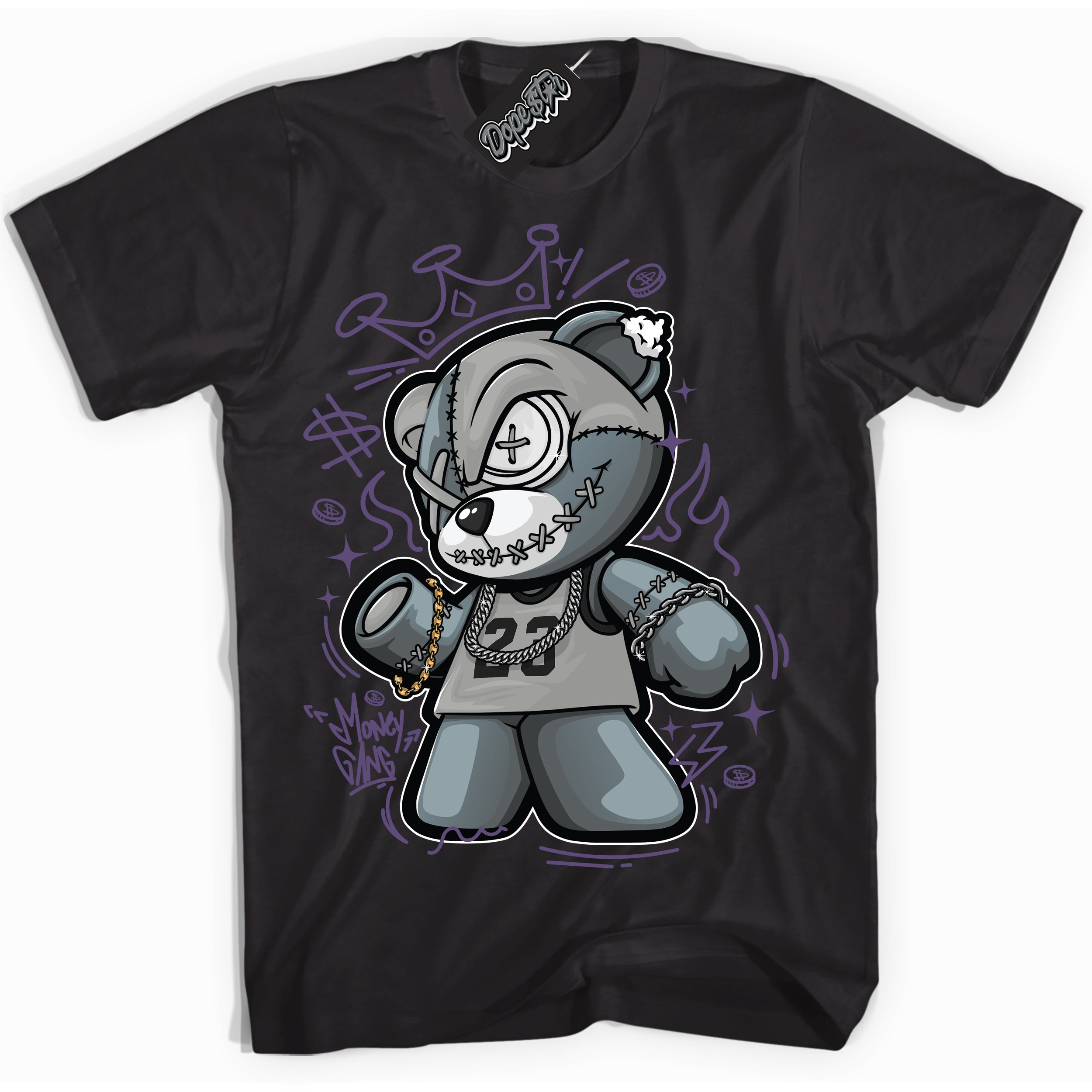 Cool Black Shirt with “ Money Gang Bear” design that perfectly matches Punk Rock 1s Sneakers.