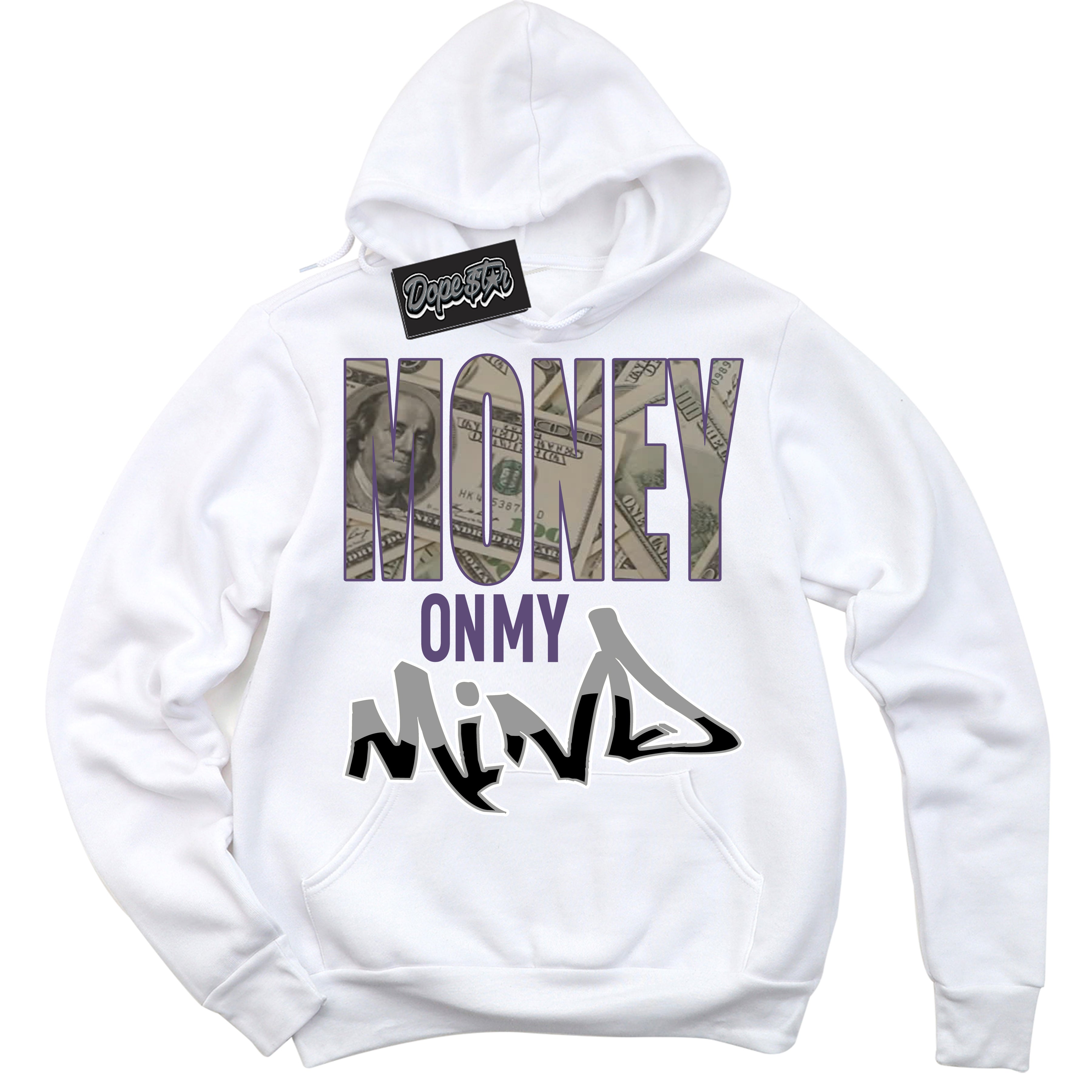 Cool White Hoodie with “ Money On My Mind ”  design that Perfectly Matches Punk Rock 1s Sneakers.