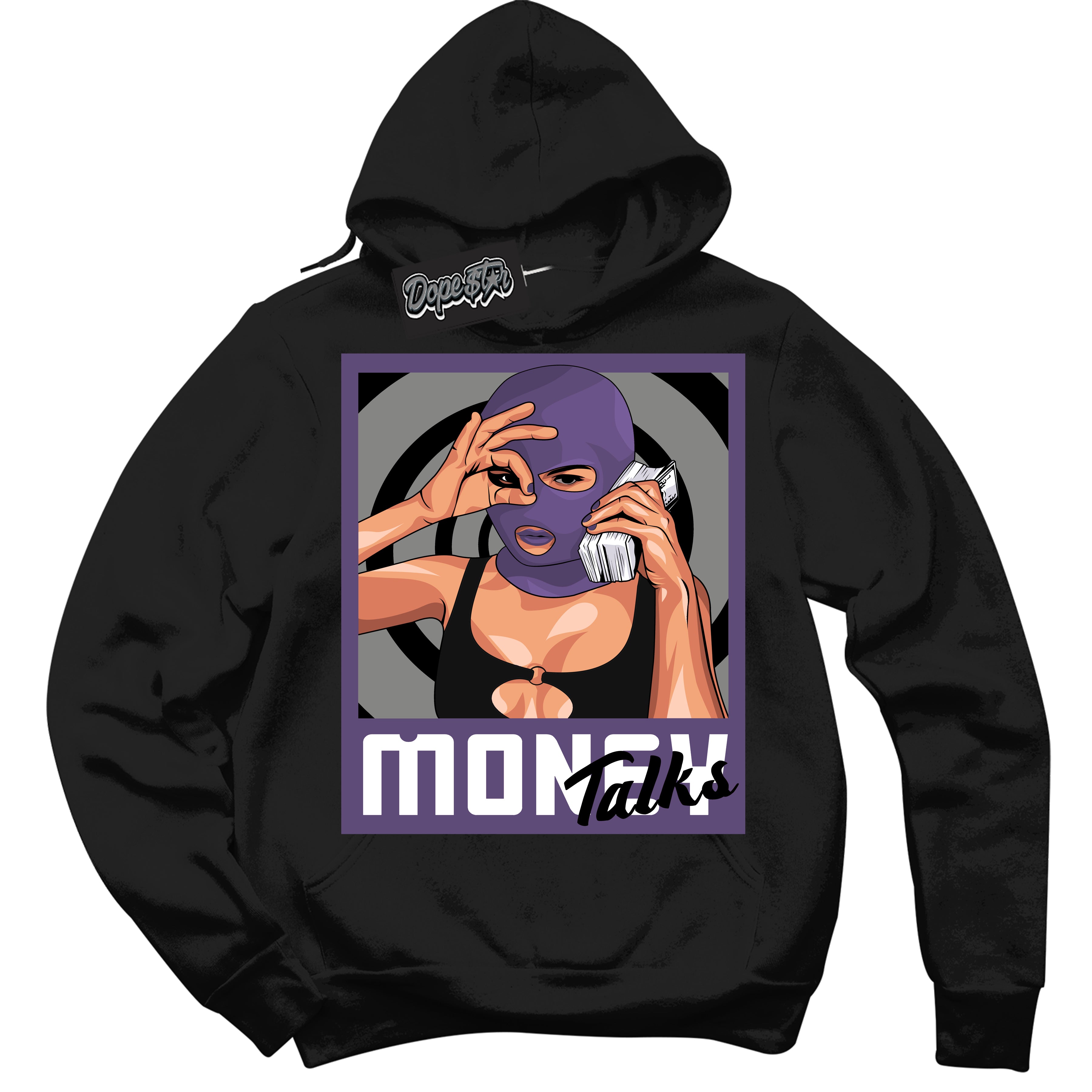 Cool Black Hoodie with “ Money Talks ”  design that Perfectly Matches Punk Rock 1s Sneakers.