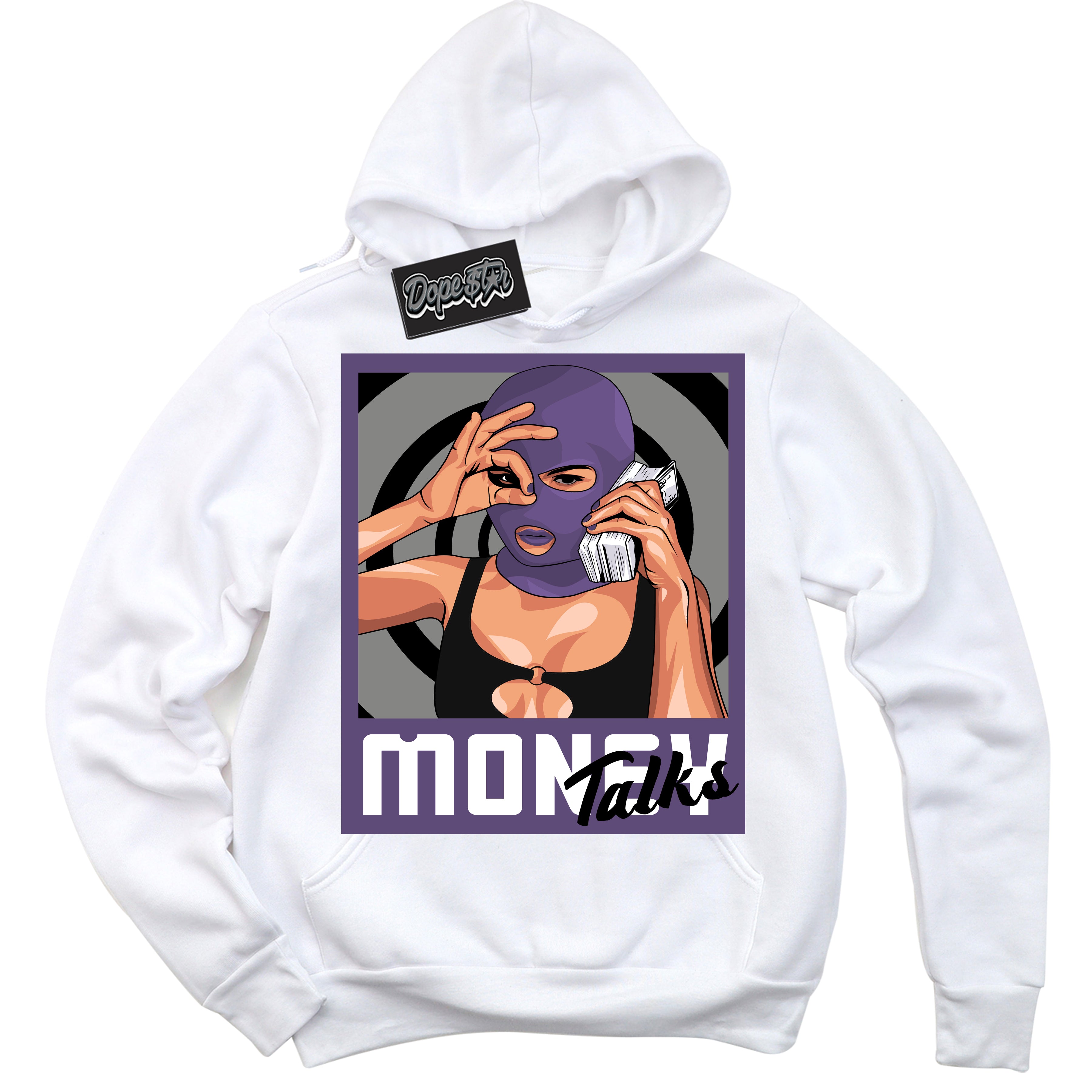 Cool White Hoodie with “ Money Talks ”  design that Perfectly Matches Punk Rock 1s Sneakers.