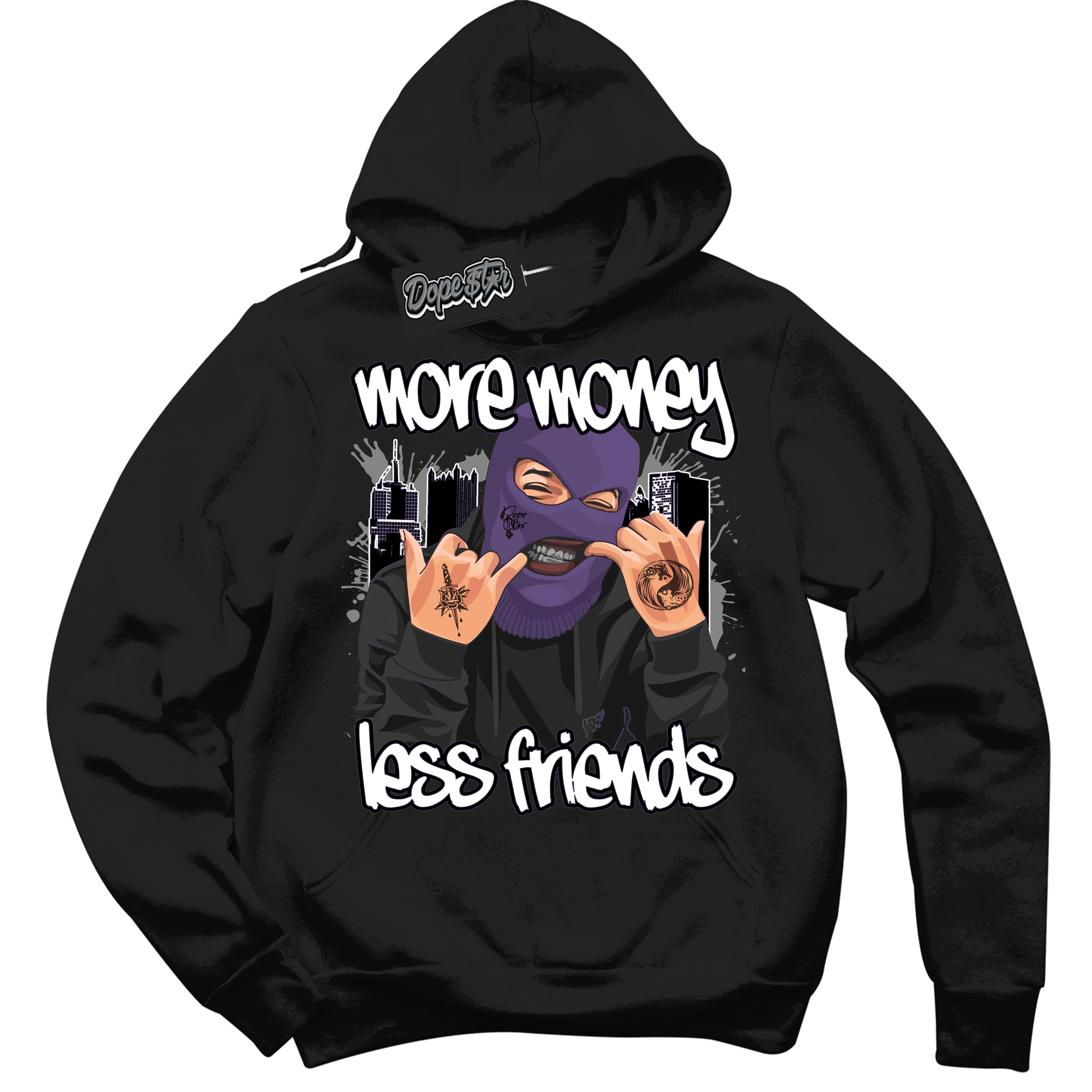 Cool Black Hoodie with “ More Money Less Friends ”  design that Perfectly Matches Punk Rock 1s Sneakers.