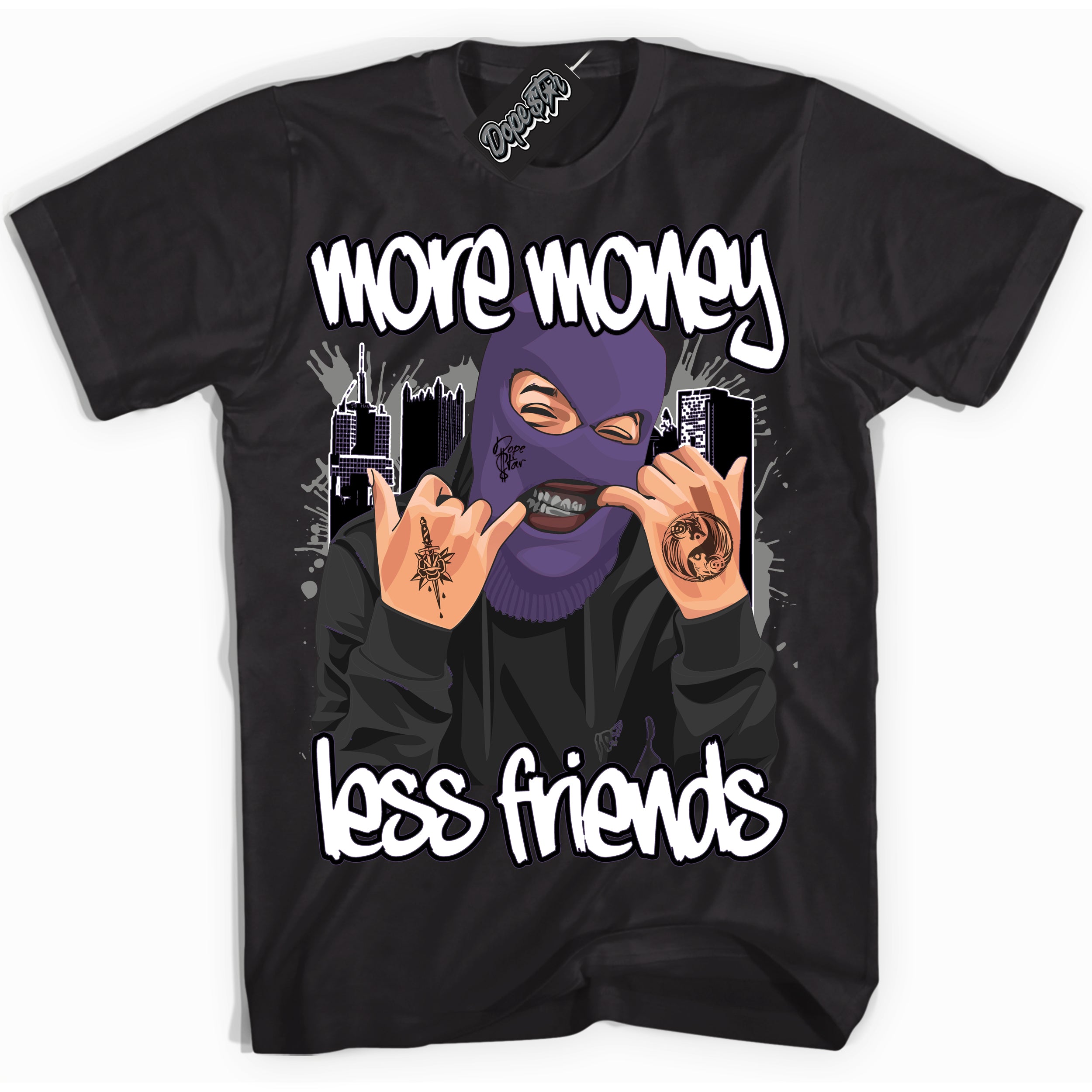 Cool Black Shirt with “ More Money Less Friends” design that perfectly matches Punk Rock 1s Sneakers.