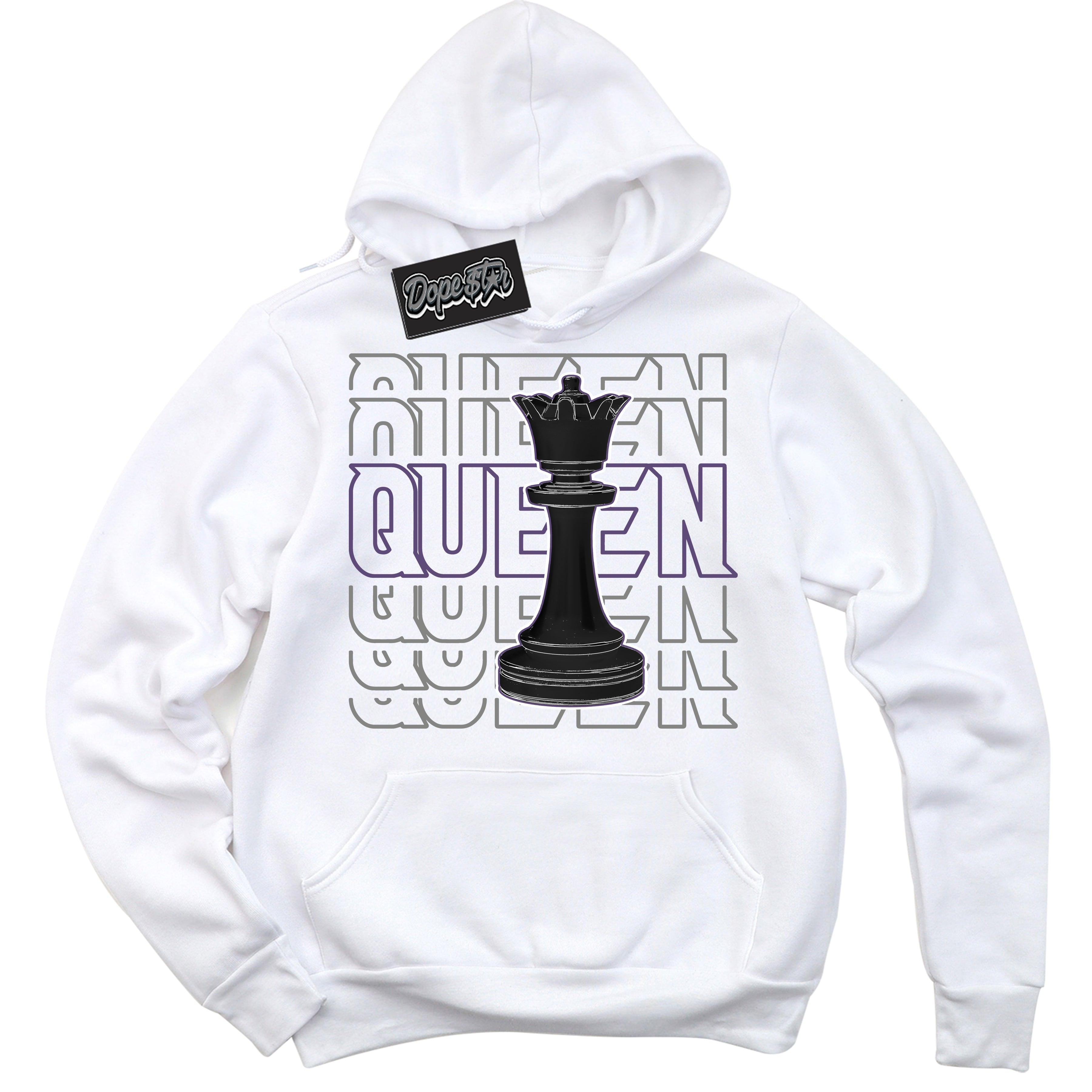 Cool White Hoodie with “ Queen Chess ”  design that Perfectly Matches Punk Rock 1s Sneakers.