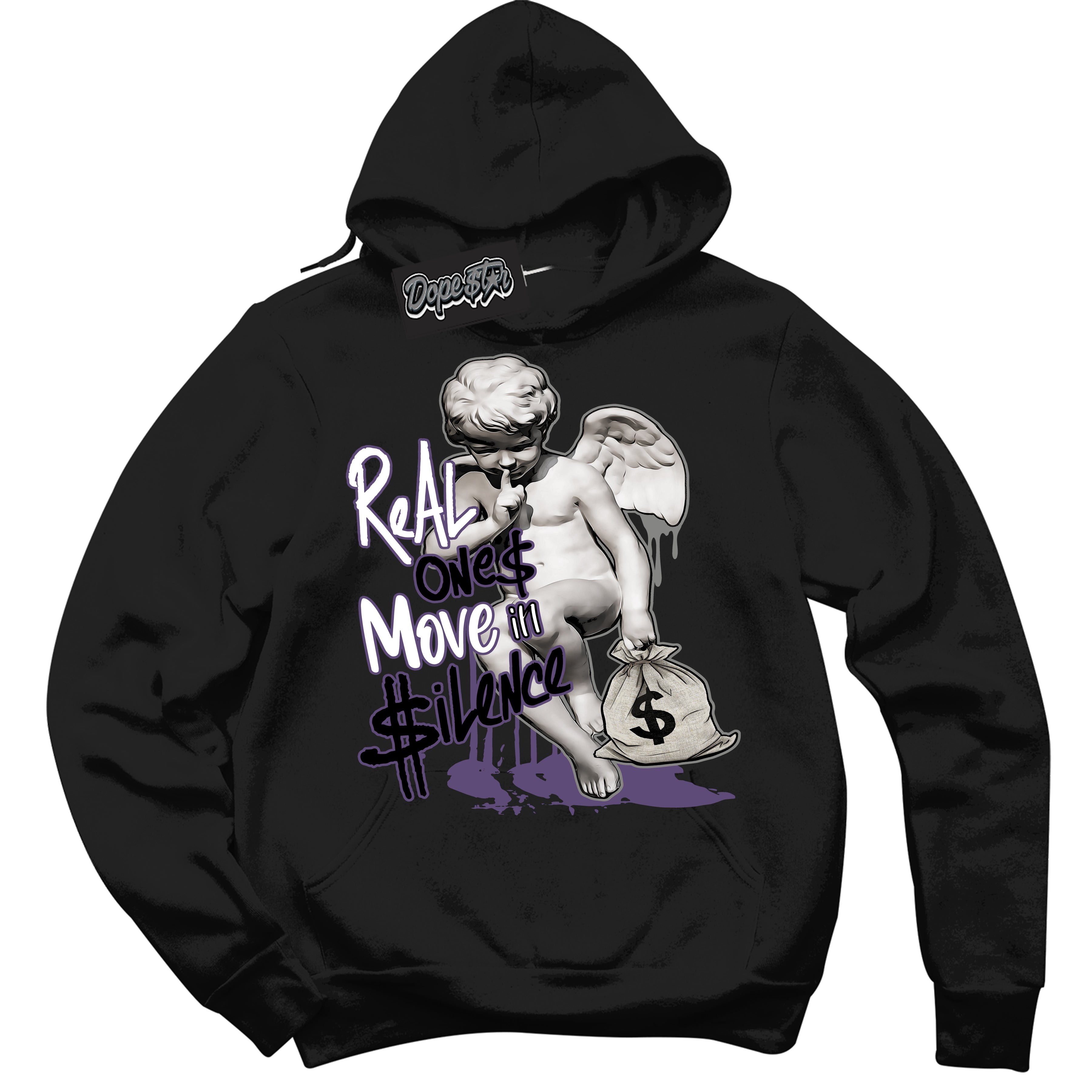 Cool Black Hoodie with “ Real Ones Cherub ”  design that Perfectly Matches Punk Rock 1s Sneakers.