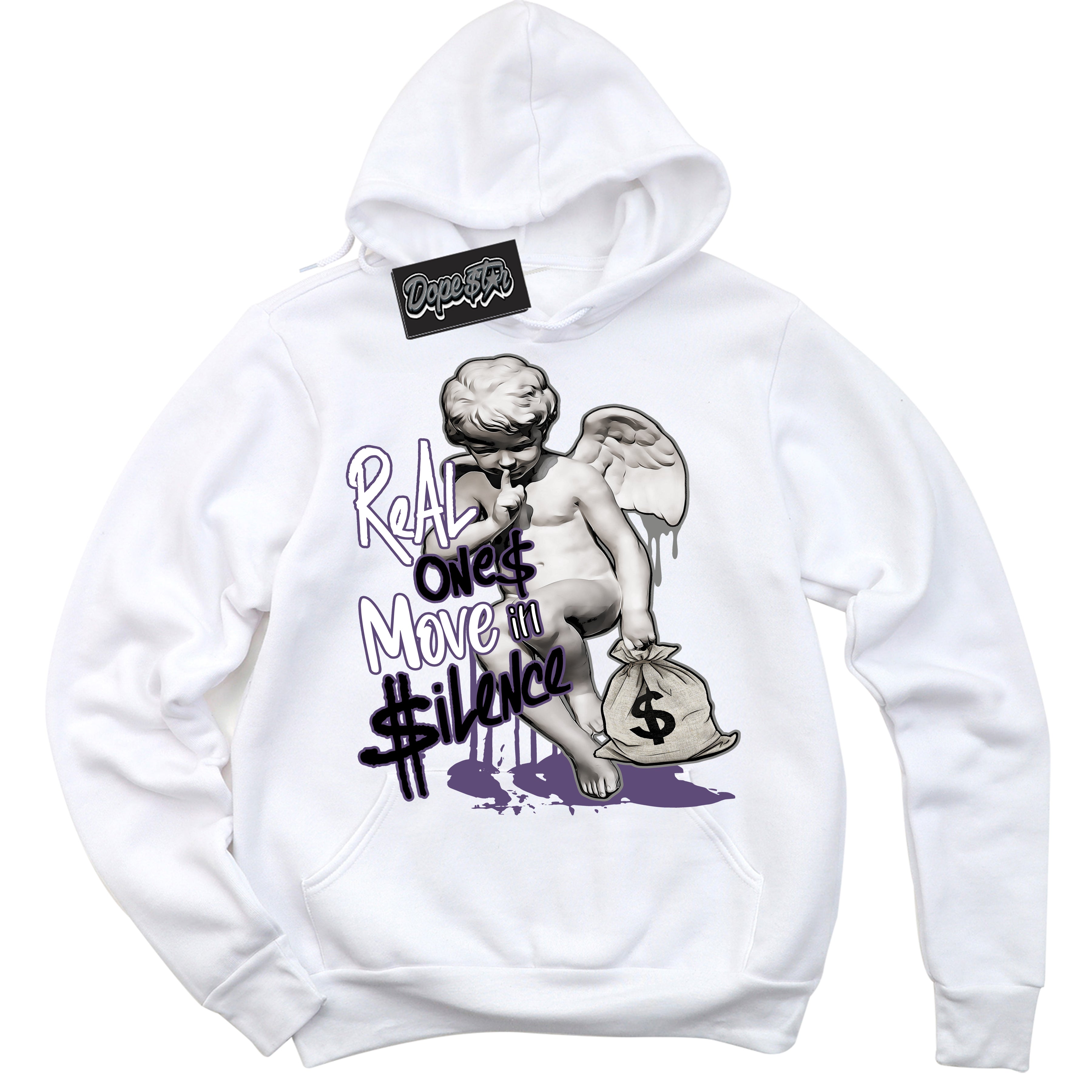 Cool White Hoodie with “ Real Ones Cherub ”  design that Perfectly Matches Punk Rock 1s Sneakers.