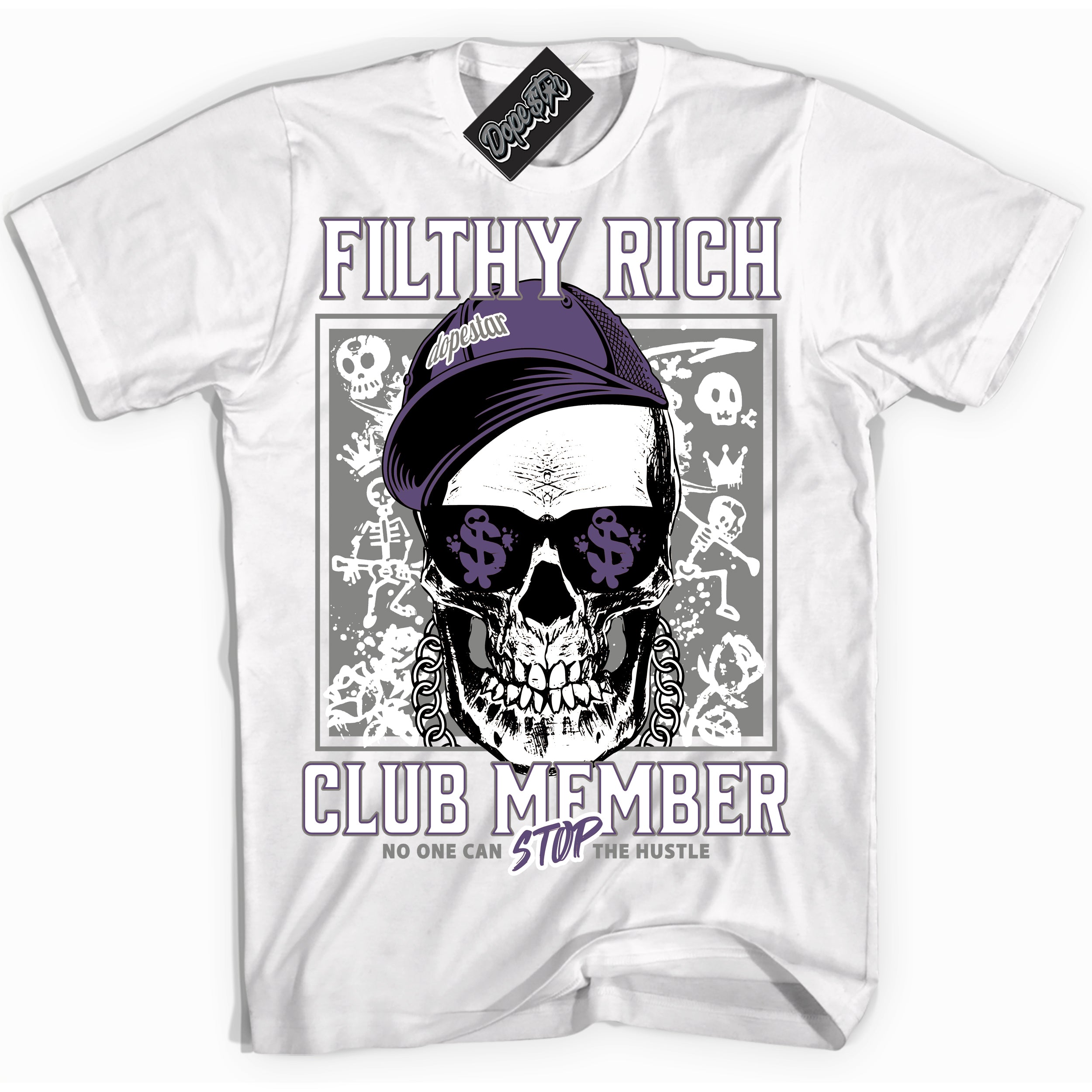 Cool White Shirt with “ Filthy Rich” design that perfectly matches Punk Rock 1s Sneakers.