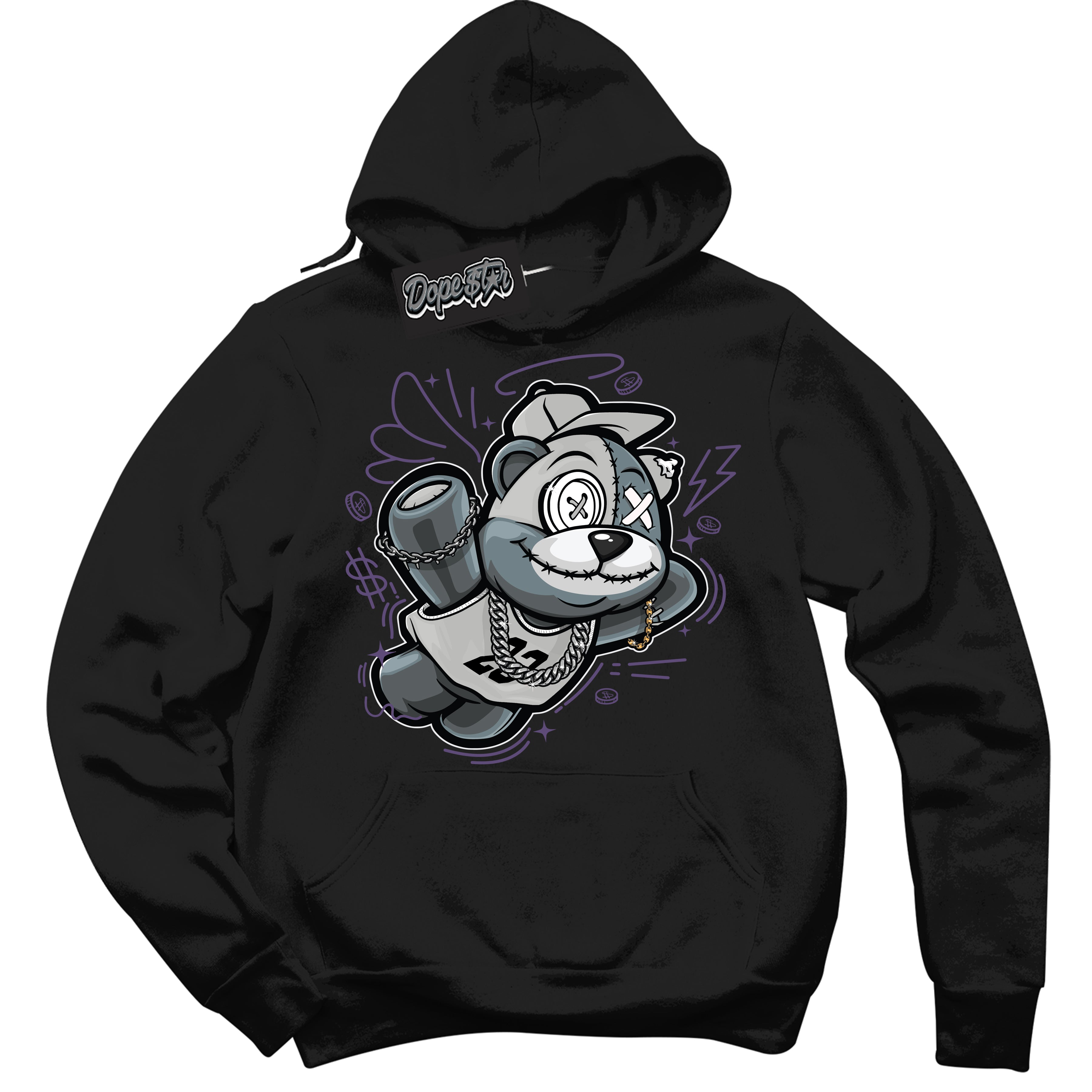 Cool Black Hoodie with “ Slam Dunk Bear ”  design that Perfectly Matches Punk Rock 1s Sneakers.