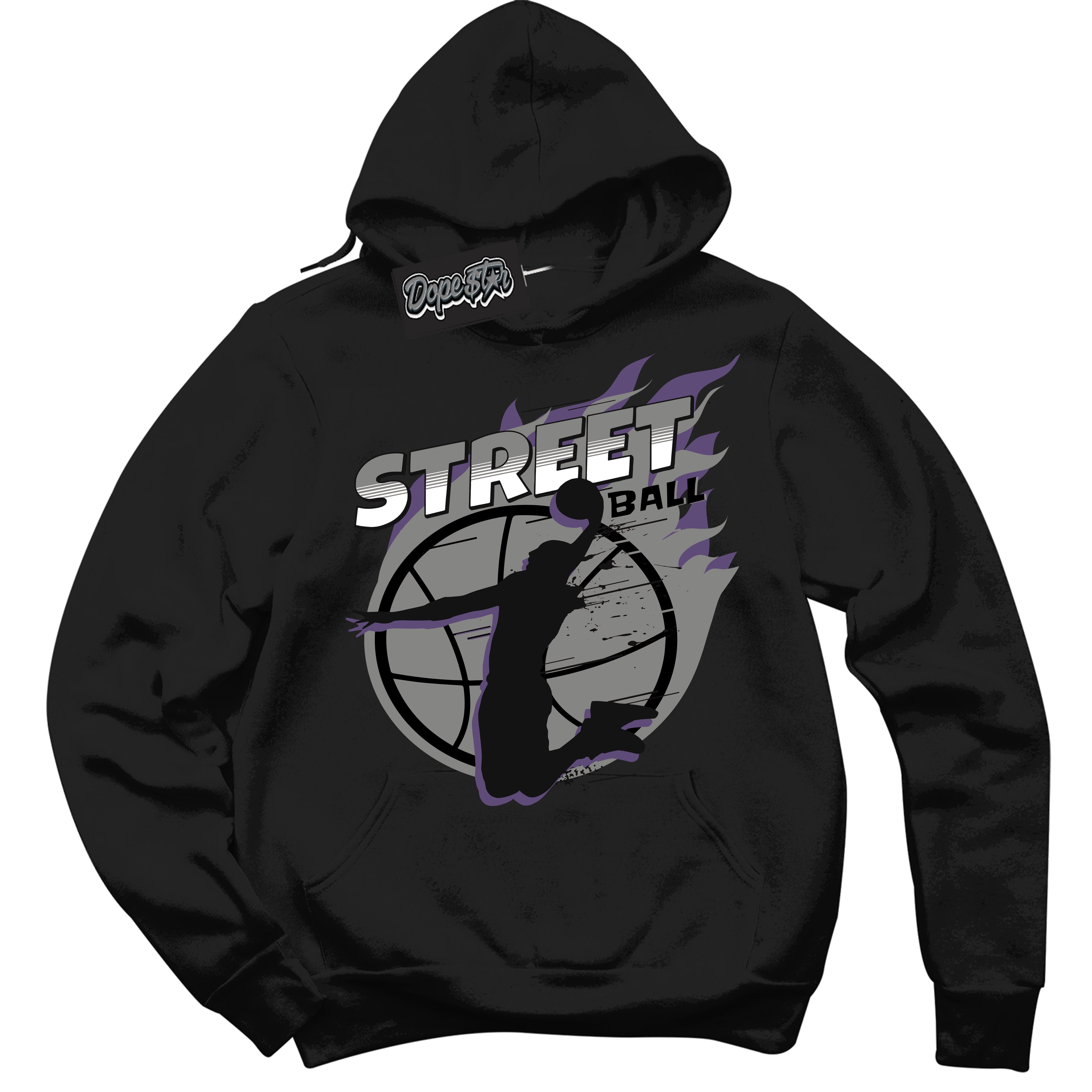 Cool Black Hoodie with “ Street Ball ”  design that Perfectly Matches Punk Rock 1s Sneakers.