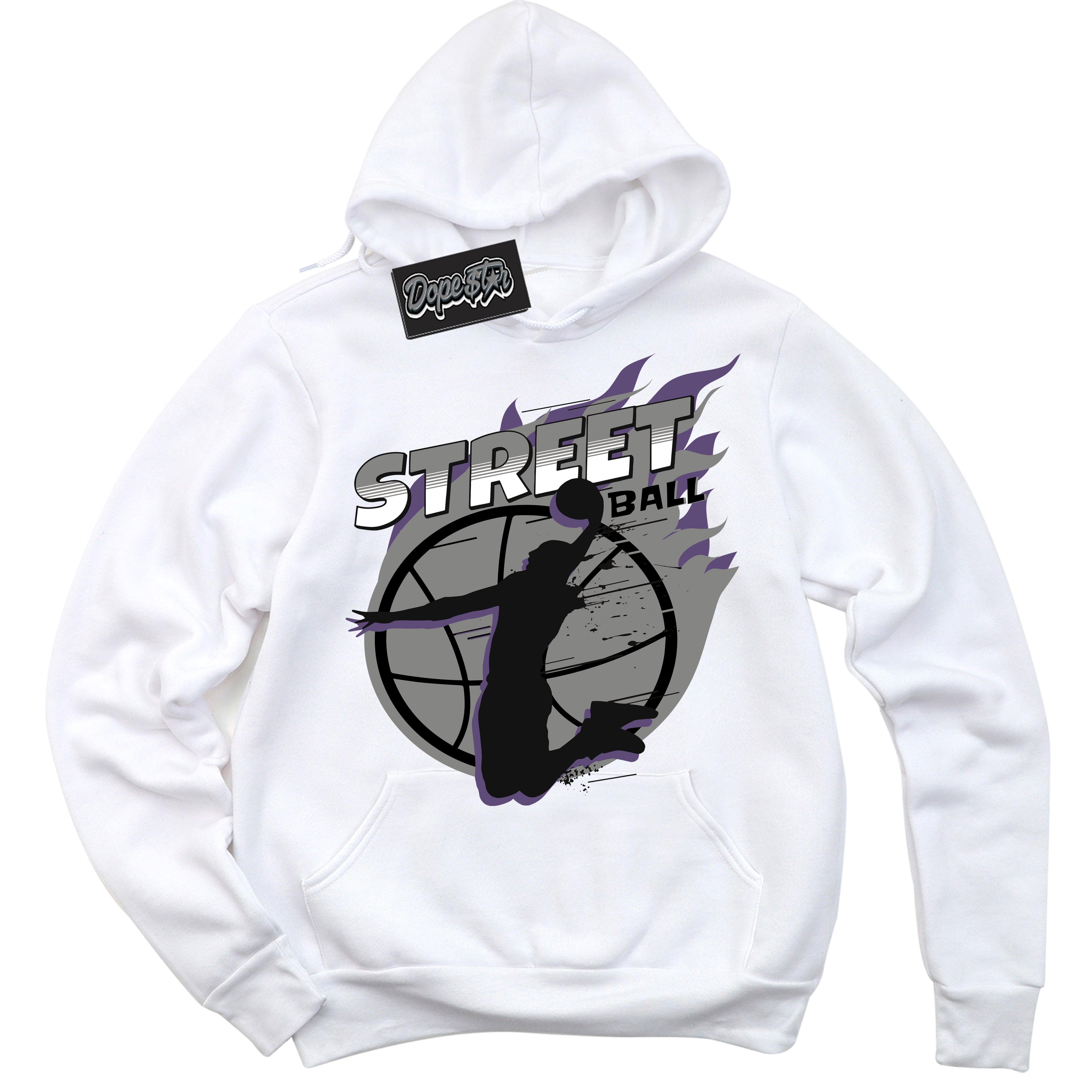 Cool White Hoodie with “ Street Ball ”  design that Perfectly Matches Punk Rock 1s Sneakers.