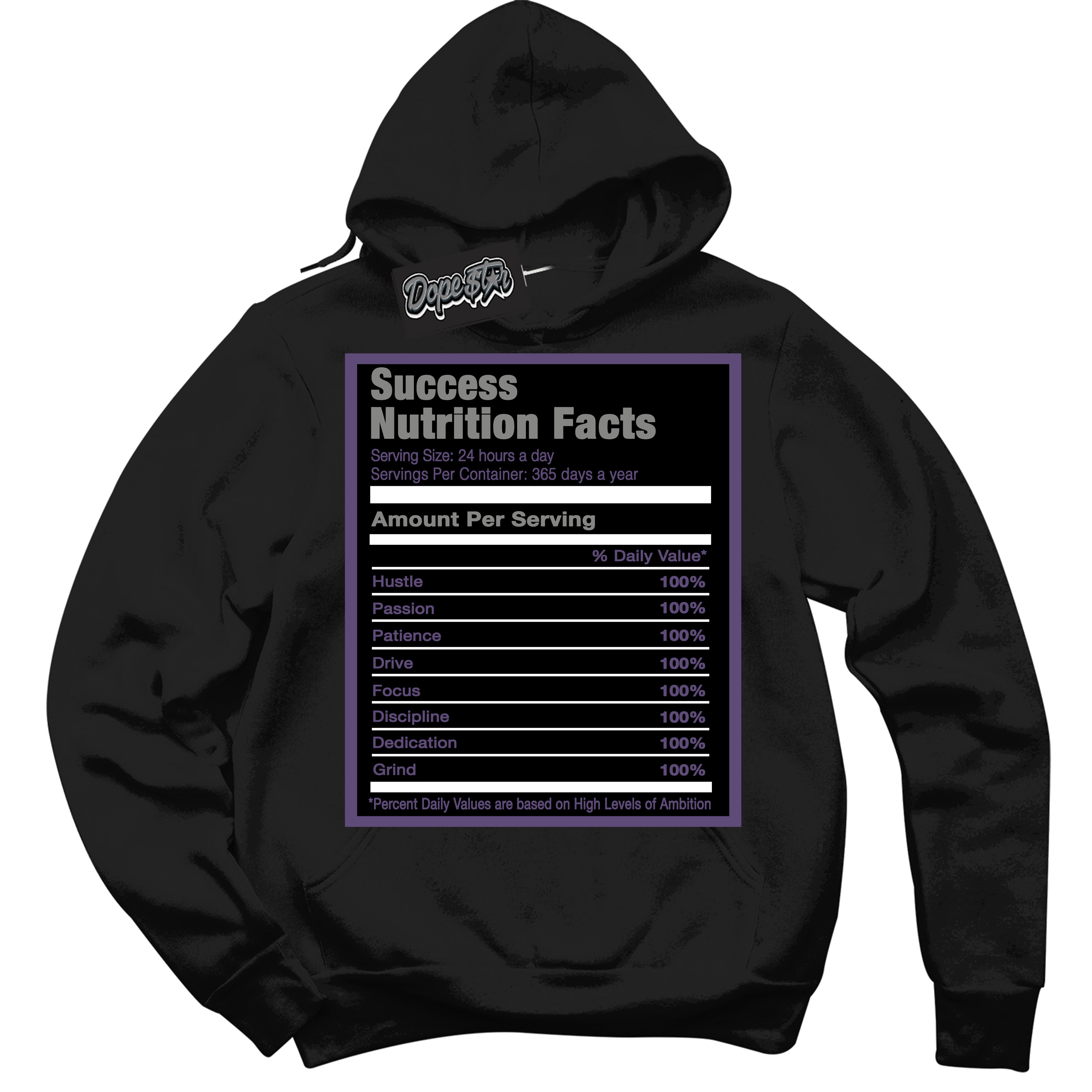 Cool Black Hoodie with “ Success Nutrition ”  design that Perfectly Matches Punk Rock 1s Sneakers.