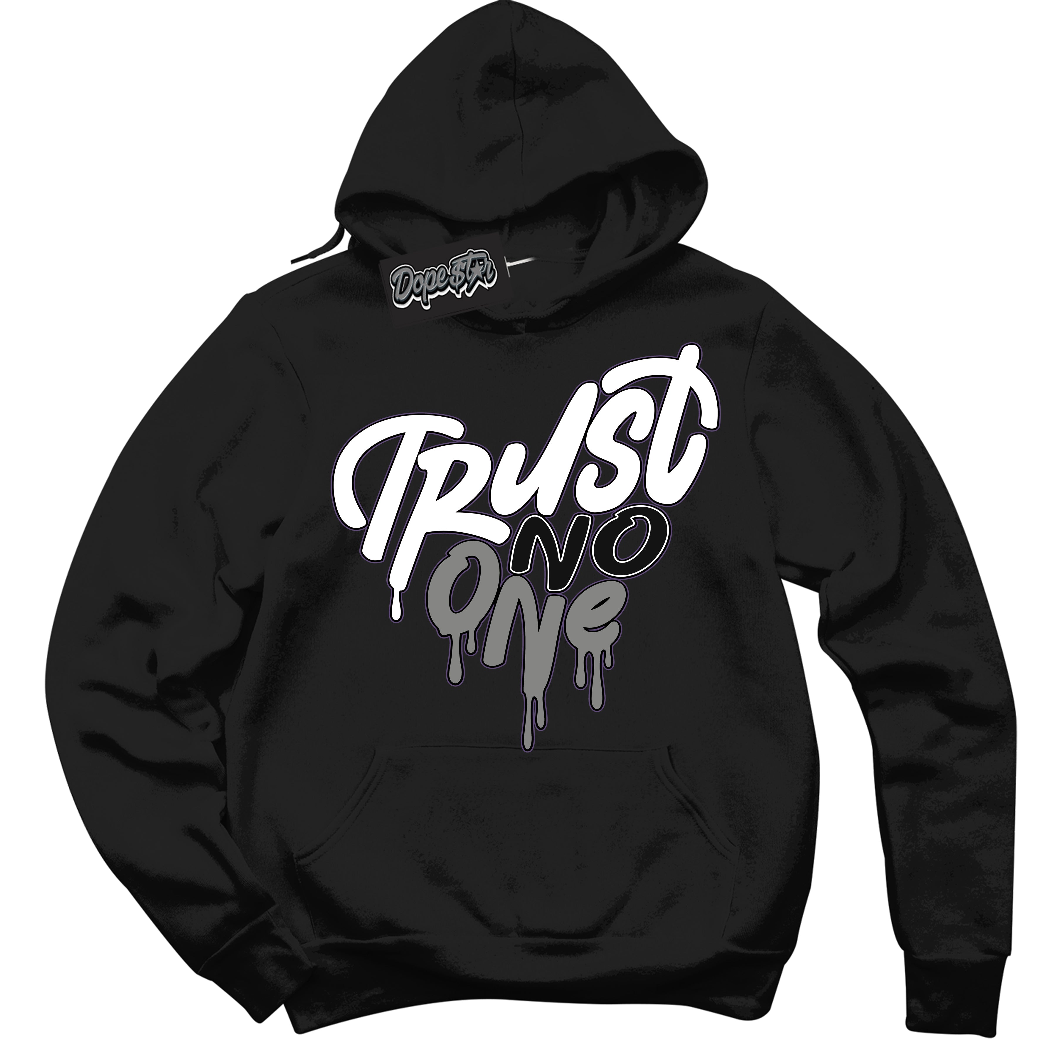 Cool Black Hoodie with “ Trust No One Heart ”  design that Perfectly Matches Punk Rock 1s Sneakers.